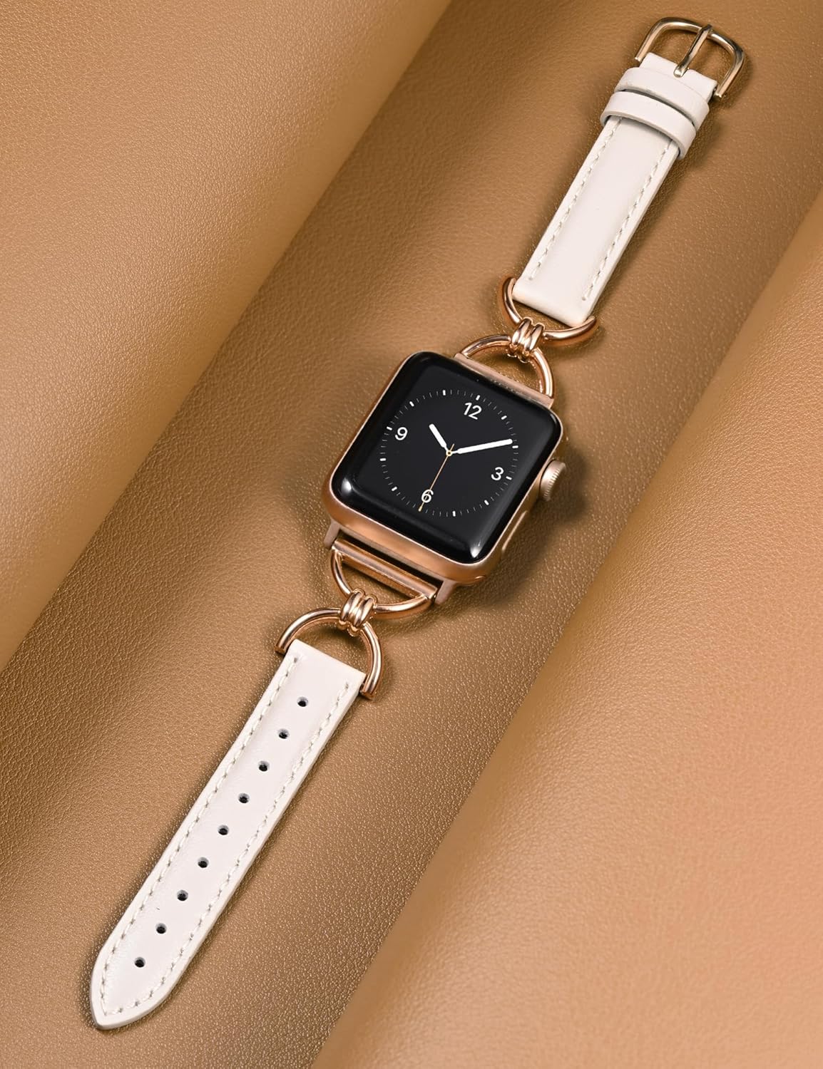 Wearlizer Leather Band Compatible with Apple Watch Bands Women 41/40/38/42/44/45/46/49mm, Dressy Fancy Slim Thin Strap with Designer D-Shape Buckle for iWatch Series 11 10 9 8 7 6 5 4 3 SE/Ultra 3 2 1 - Image 2