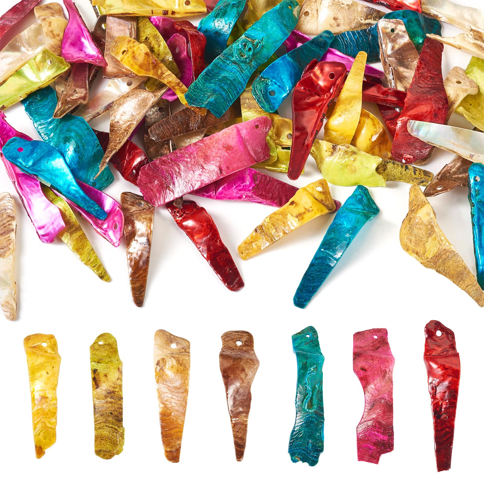 PandaHall 70pcs Natural Shell Charms Nuggets Freshwater Seashell Charms Irregular Spacer Pendants for Bracelets Necklaces Earrings Jewelry Making