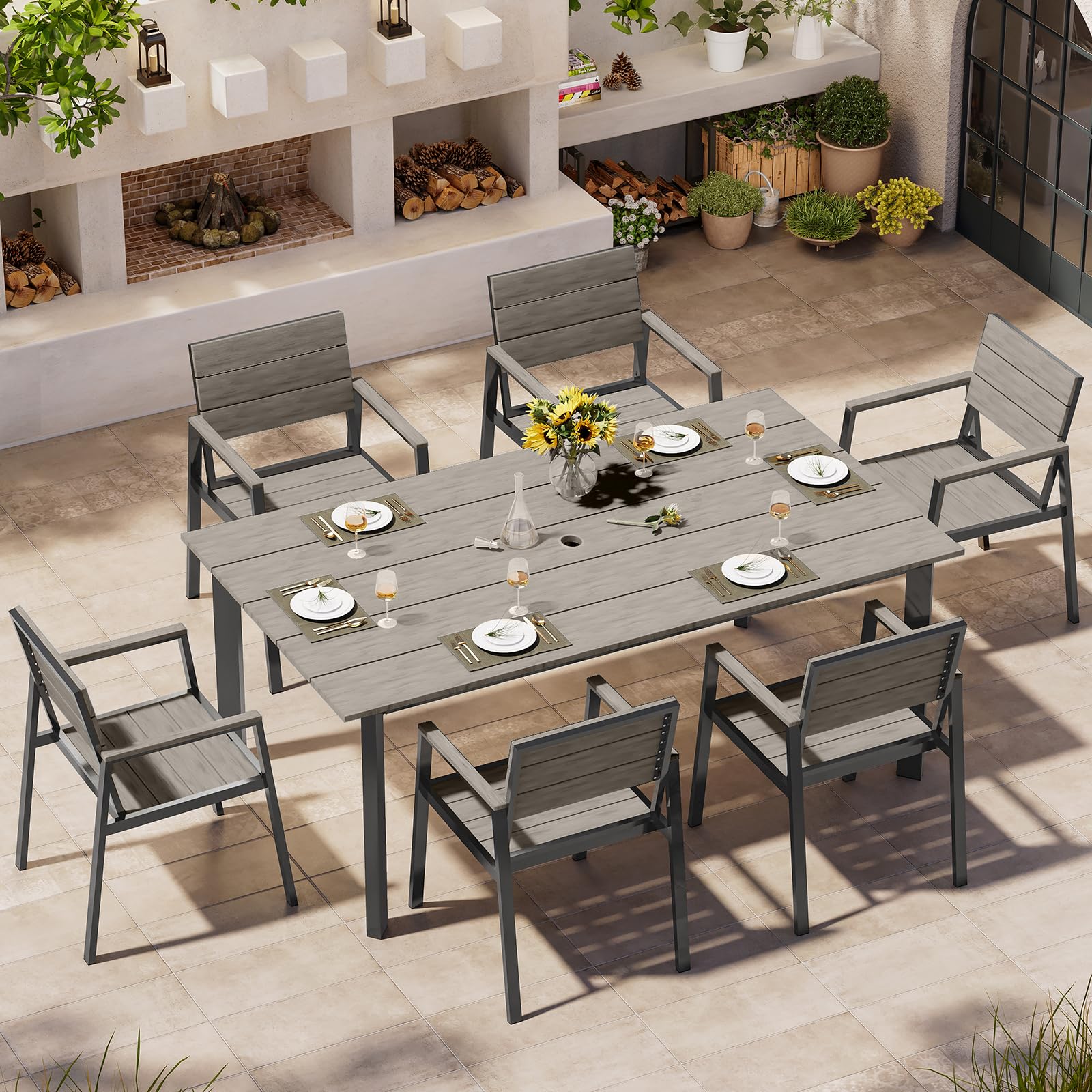 Oasbira HDPS+Aluminum 7-Piece Set Gray