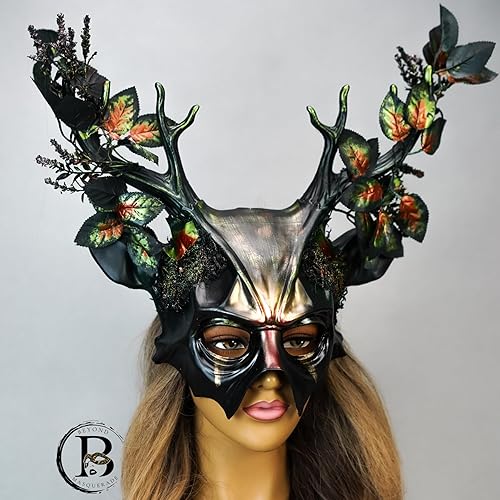 Miniatura 3 de Máscara de cuernos de carnero de Halloween para hombres y mujeres, máscara de calavera de diablo aterradora, máscara de vudú, máscara espeluznante