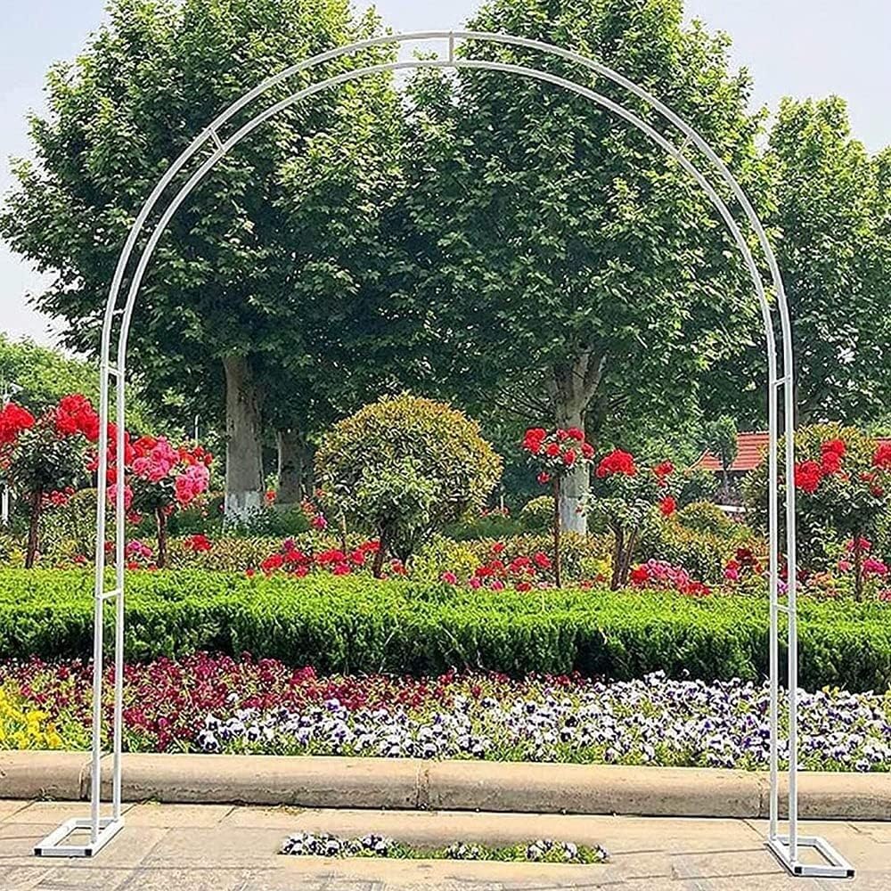 Metalowa stalowa rama łuk ogrodowy kratownica dla winorośli różanych dekoracja ceremonii ślubnej na świeżym powietrzu(White,350 * 220cm)