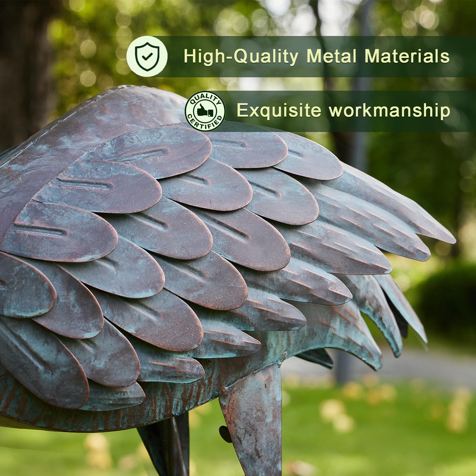 Kranich-Vogeltränke aus Metall, 91,4 cm hoch, Vogeltränke für den Außenbereich, Vogelfutterspender für den Außenbereich | Reiher-Gartenstatuen mit Vogeltränke, Vintage-Vogeltränke für Garten, Terrasse, Rasen-Dekoration