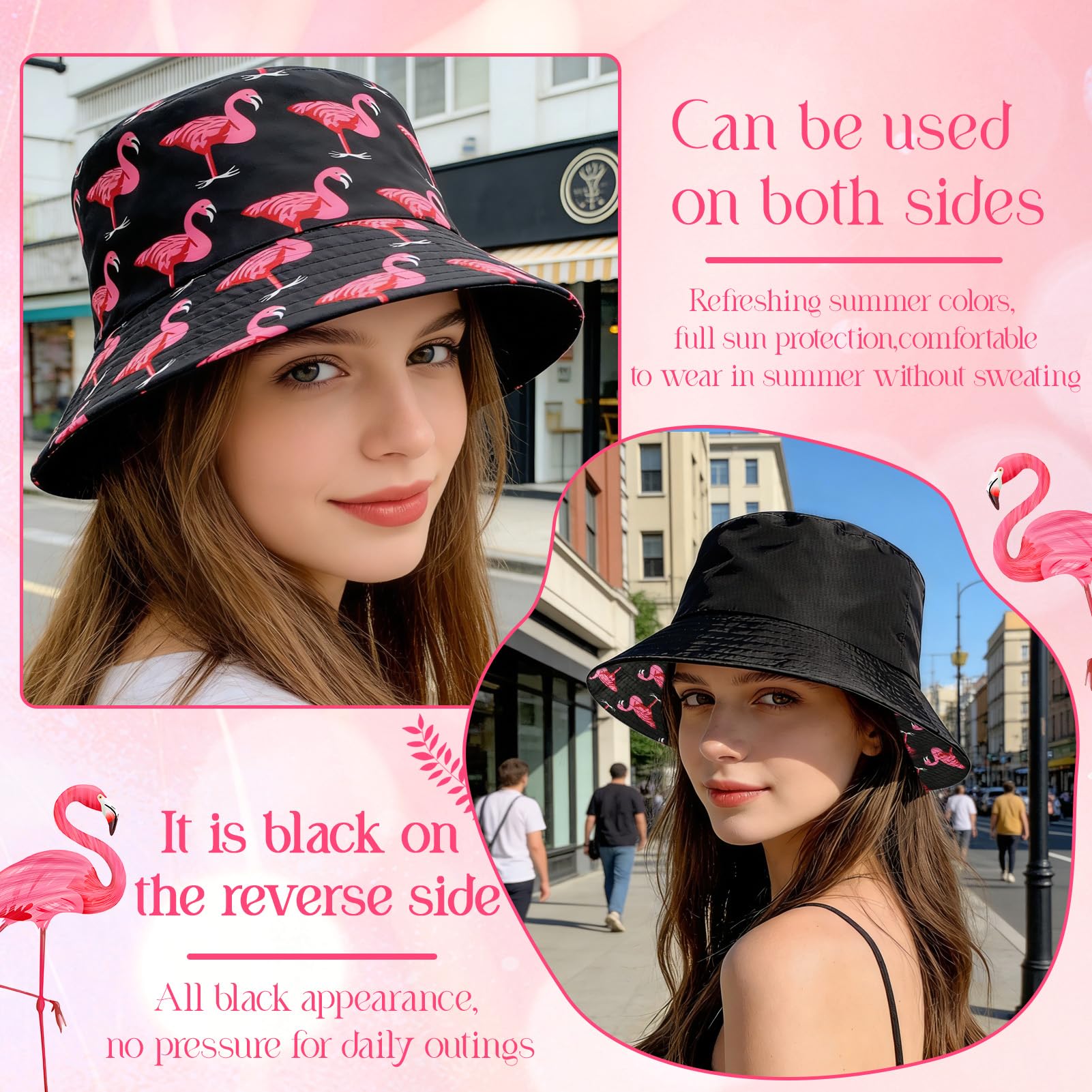 Sombrero de Pescador Flamenco, Sombrero del Pescador Mujer con Gafas de Sol Corazón, Sombreros para El Sol de Pesca, Protección UV Sombreros, Ropa y Accesorios De Moda
