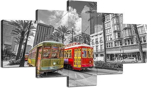 Louisiana New Orleans - Póster de arte de pared con cable para decoración de pared de automóvil, escena de calle, lienzo impreso en blanco y negro,