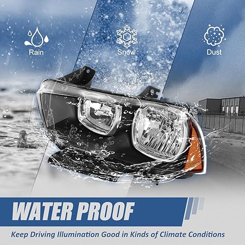 Miniatura 6 de Auto Dynasty Conjunto de faros delanteros compatible con Dodge Charger 2011-2014, reemplazo de faros halógenos del lado del conductor y del