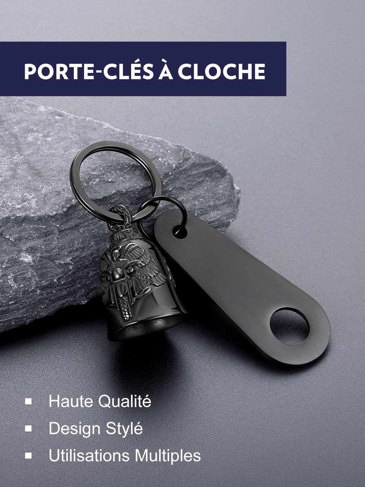 Bandmax Clochette Moto Porte Bonheur en Acier Inoxydable, Cloche de Moto Ailé à Motif d'Ange, Viking, Boussole, Marteau, Celtique, Crâne, Guardian Bell