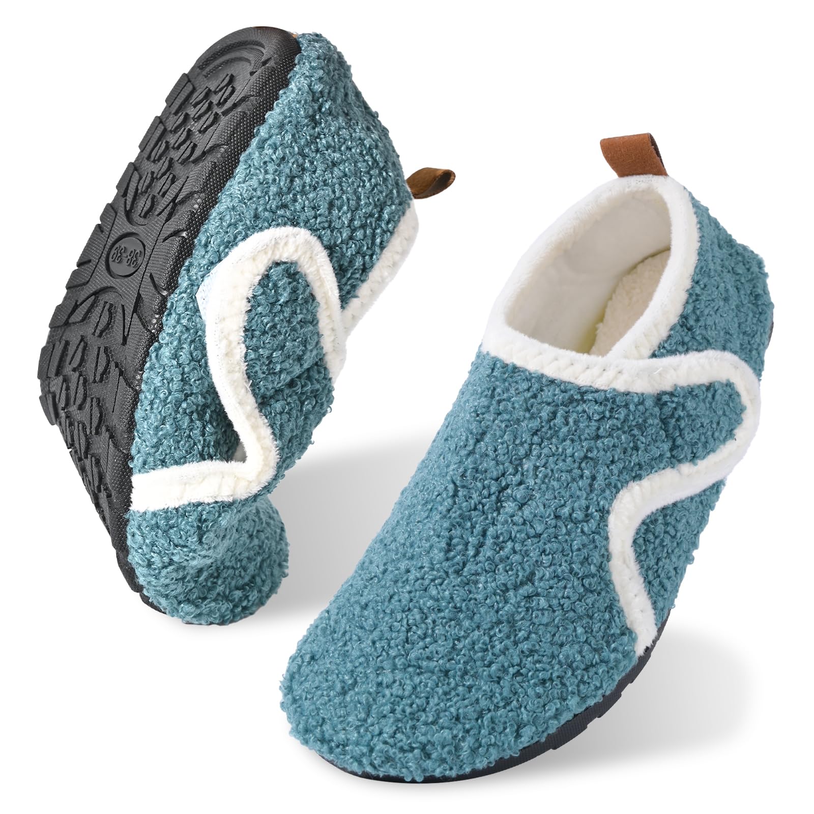 House Slippers for Women Man Unisex Adjustable Walking Cozy Warm Socks Shoes Soft Non Slip Indoor Outdoor Rubber