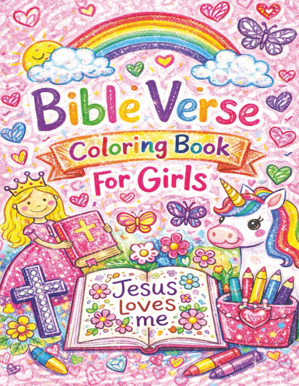 Bible Verse Coloring Book For Girls: Bold And Easy, 50 Beautiful Verses, Grow In Faith, Inspirational