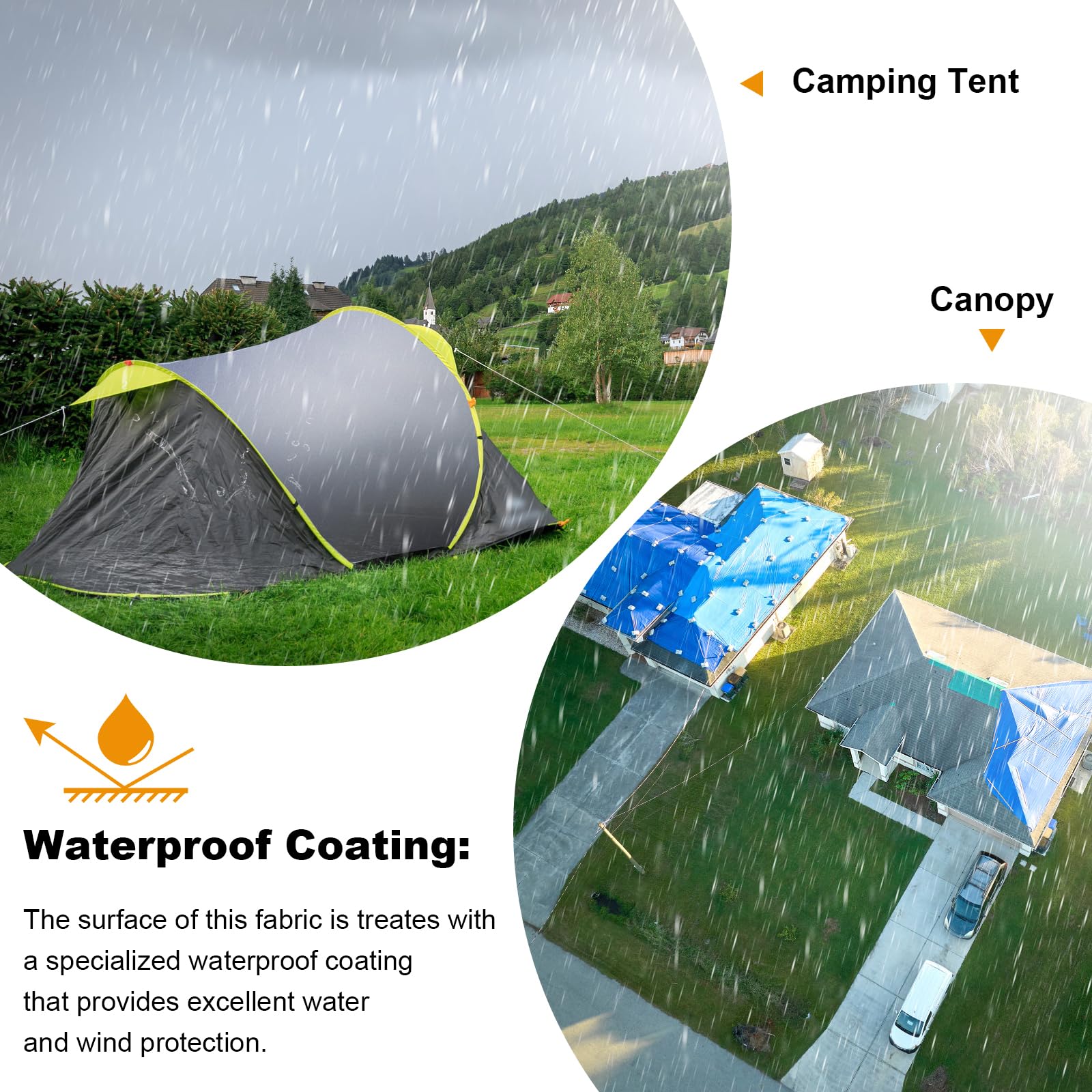 Waterproof Canvas Fabric - 58" Wide 600D Upholstery Polyester Material - Durable Indoor Outdoor Water Resistant Fabric for Furniture Cover Cushion Home Awning Tent (Khaki, 1 Yard) — view 6