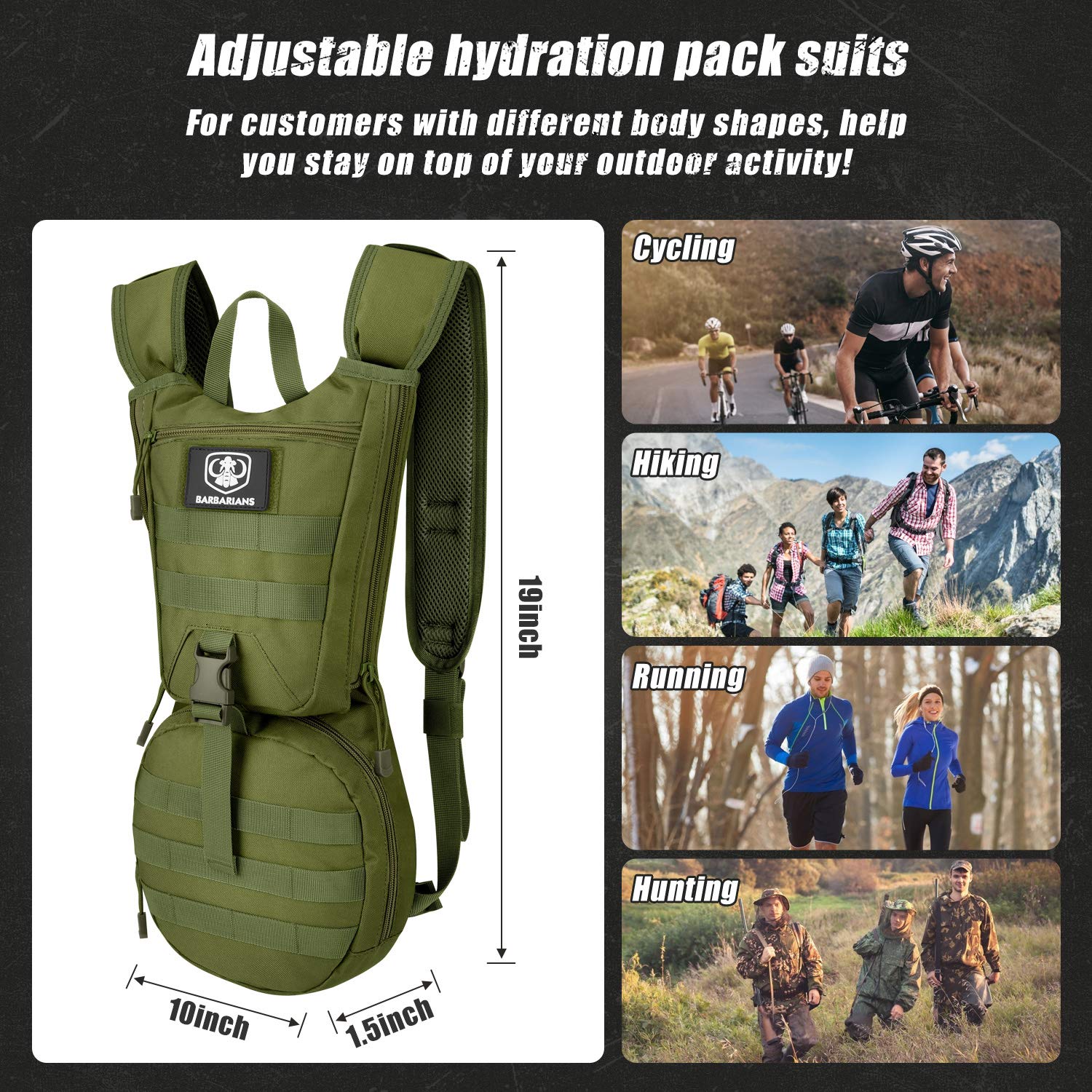 Barbarians Tactical Hydration Pack Water Backpack with 3L Bladder