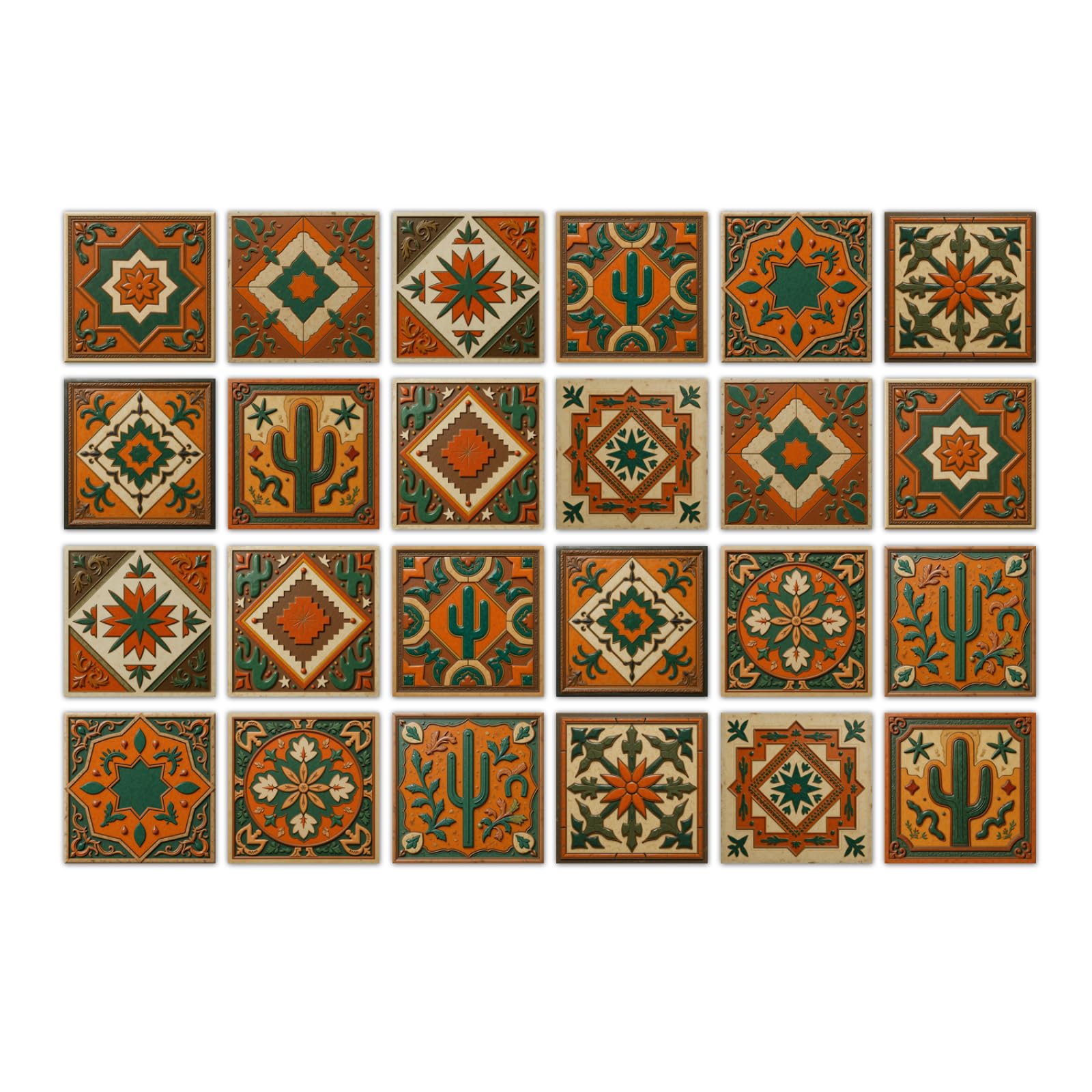 Tile Stickers Orange Green PVC Waterproof Oilproof Vinyl Backsplash Peel and Stick wall Tiles for Kitchen & Bathroom