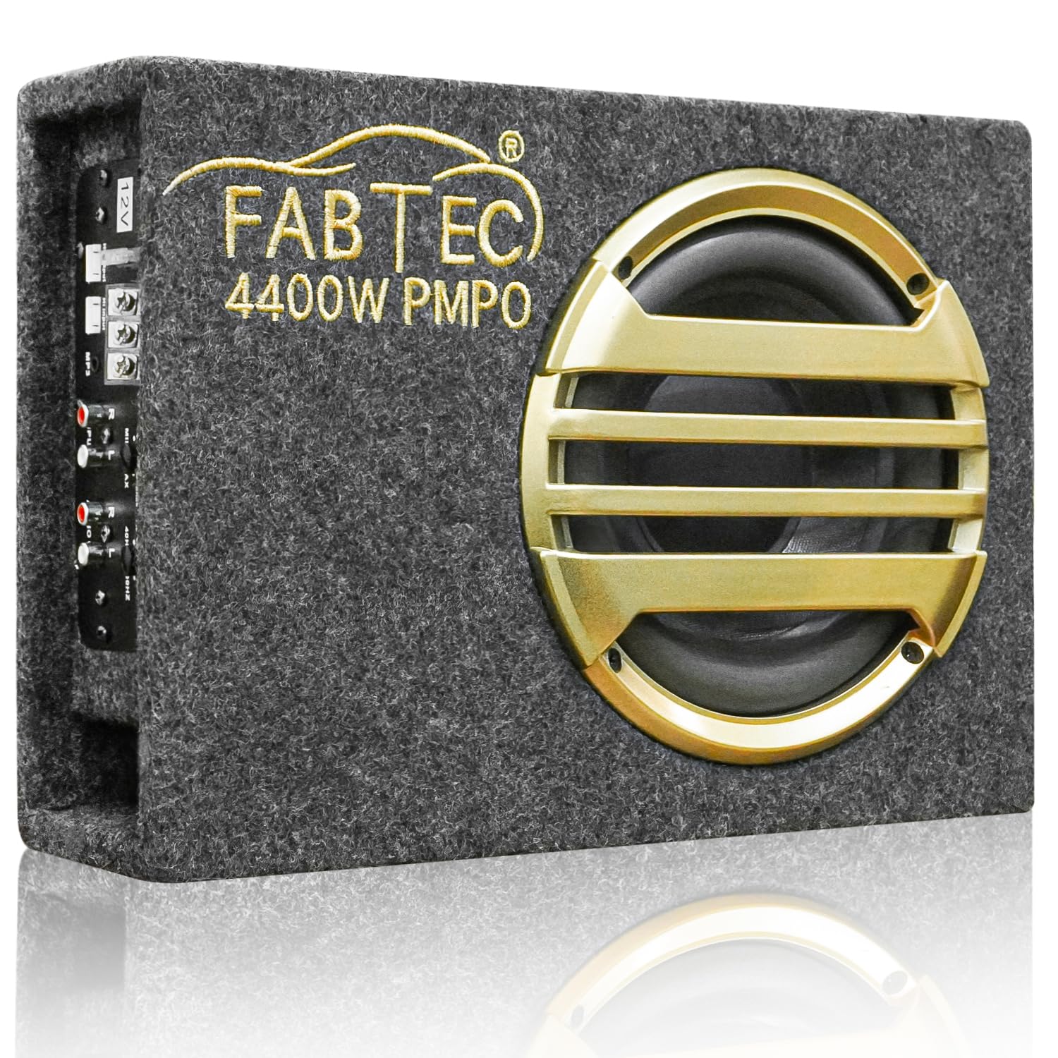 FABTEC 8 Inch Under Seat Active Subwoofer Bass Tube for Cars (InBuilt