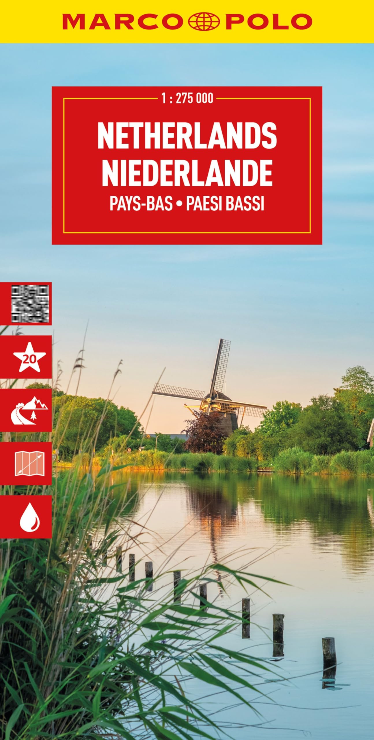 Marco Polo Netherlands Travel Map: Detailed Tourist Map with Top Sights (Folded Map): Straßenkarte und Autokarte mit sehenswerten Strecken, Highlights und digitaler Erweiterung (Marco Polo Maps)