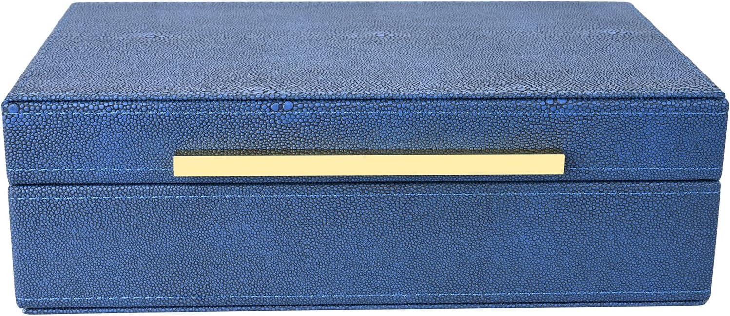 Navy Blue Shagreen box Faux Leather Decorative Box,Keepsake And Memory Storage Small Decorative Boxes with Lids for Modern Home Decor Jewelry Box Organizer