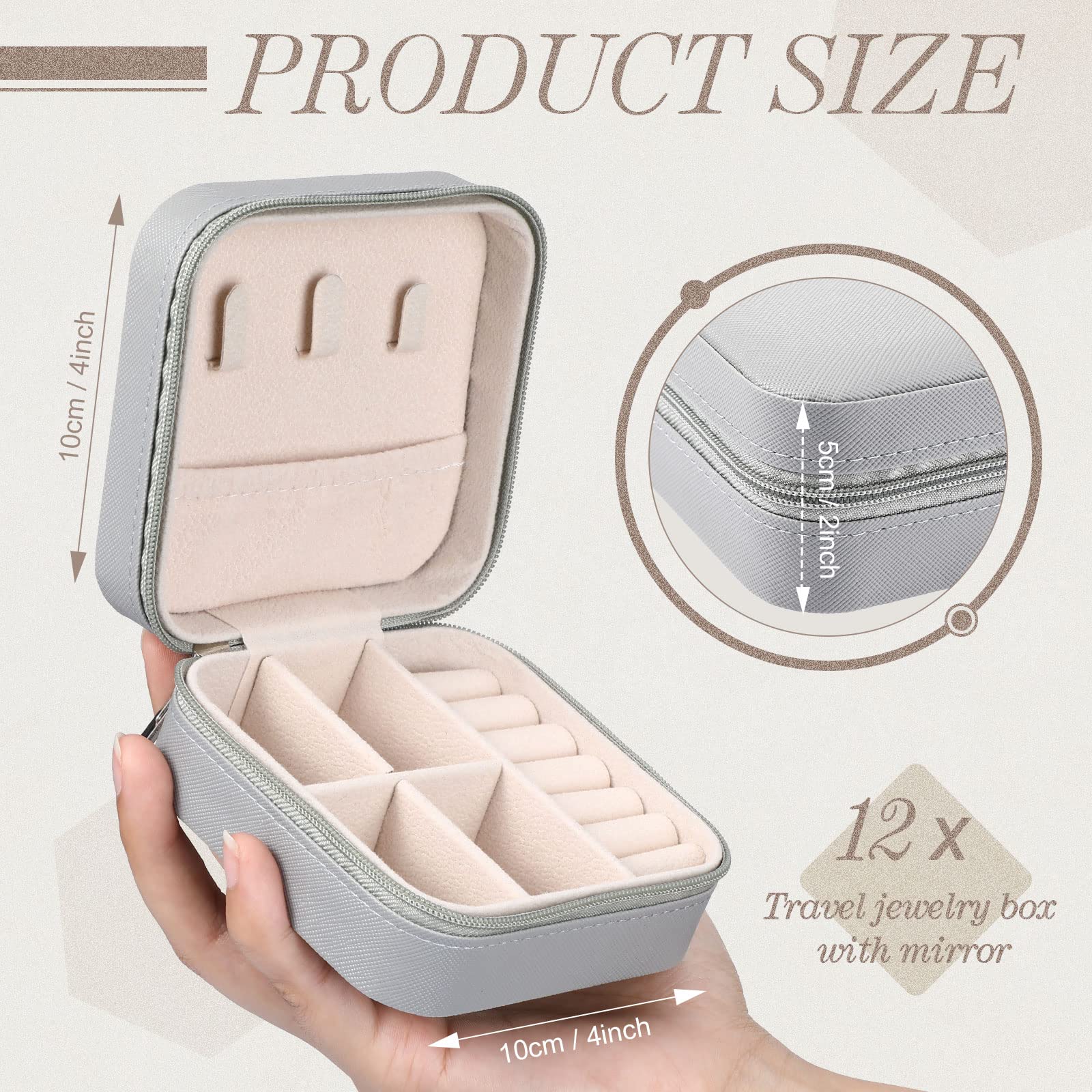 Yinkin 12 szt. Mini podróżne etui na biżuterię, pudełka na prezenty dla druhny, mały organizer na kolczyki ze skóry PU, akcesoria podróżne przenośny uchwyt na biżuterię, sztuczna skóra