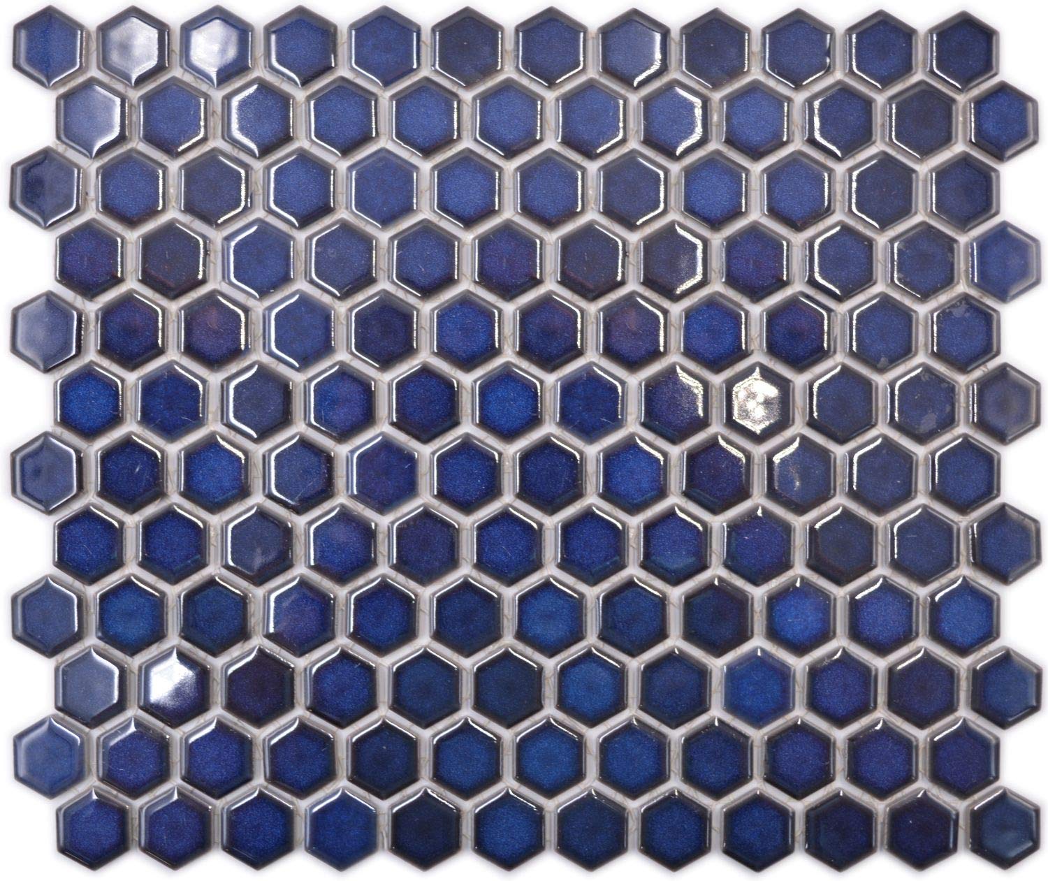 Buy Mosaic tile ceramic hexagon cobalt blue glossy bathroom tile