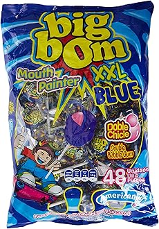 Big Bom XXL Mouth Painter Blue Lollipops, 25 Gm X 48 Pieces