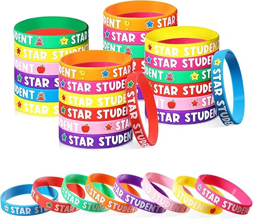 Miniatura 1 de 40 pulseras de silicona para estudiantes, 8 colores, recompensa para estudiantes, pulseras de goma de reconocimiento para maestros, para deportes,