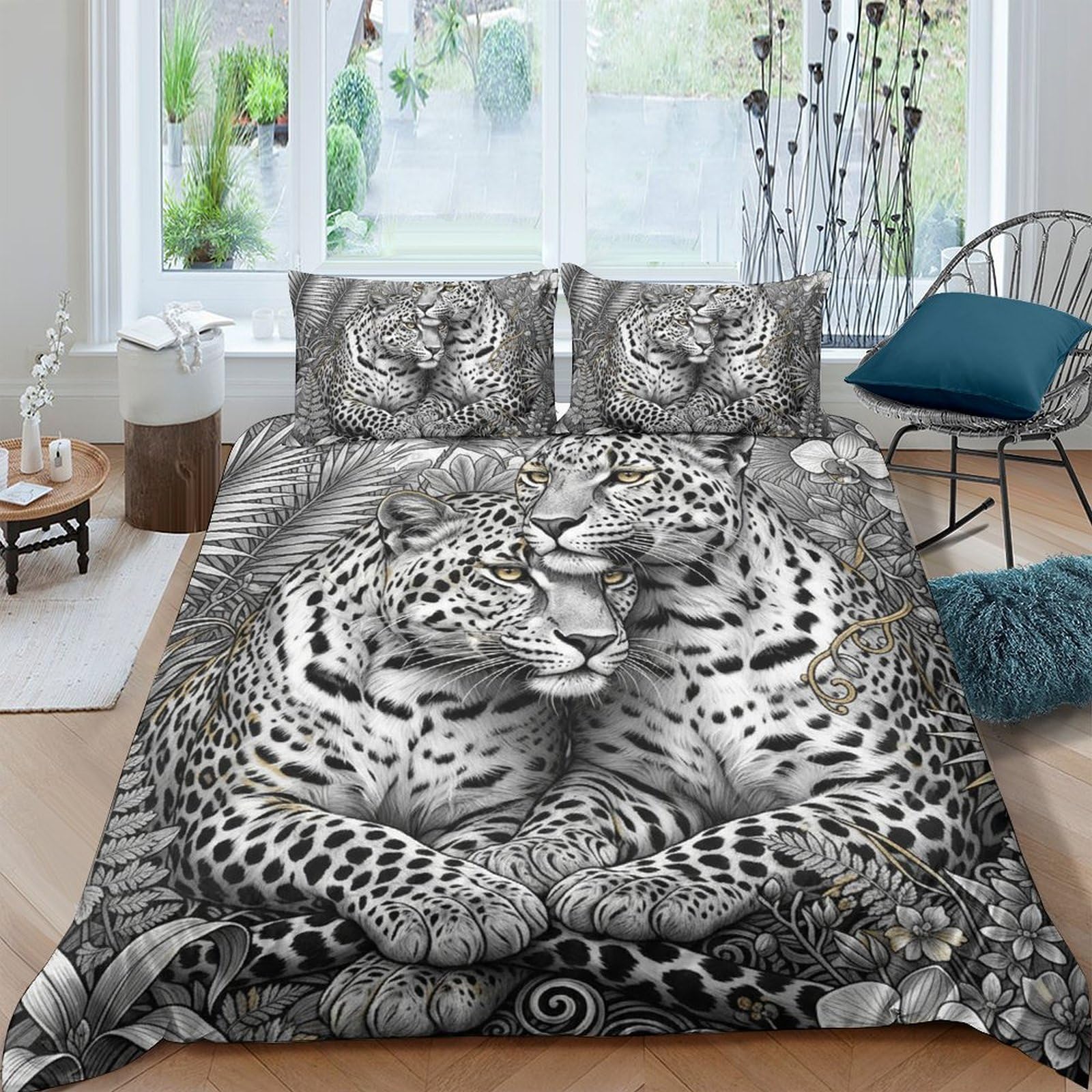 Ctjqhvkz Style-10 3D Printed Leopard Pattern Fitted Sheet Microfiber Soft Breathable Snow Leopard Bed Cover For Bedroom Guest Room Single（135X200cm）