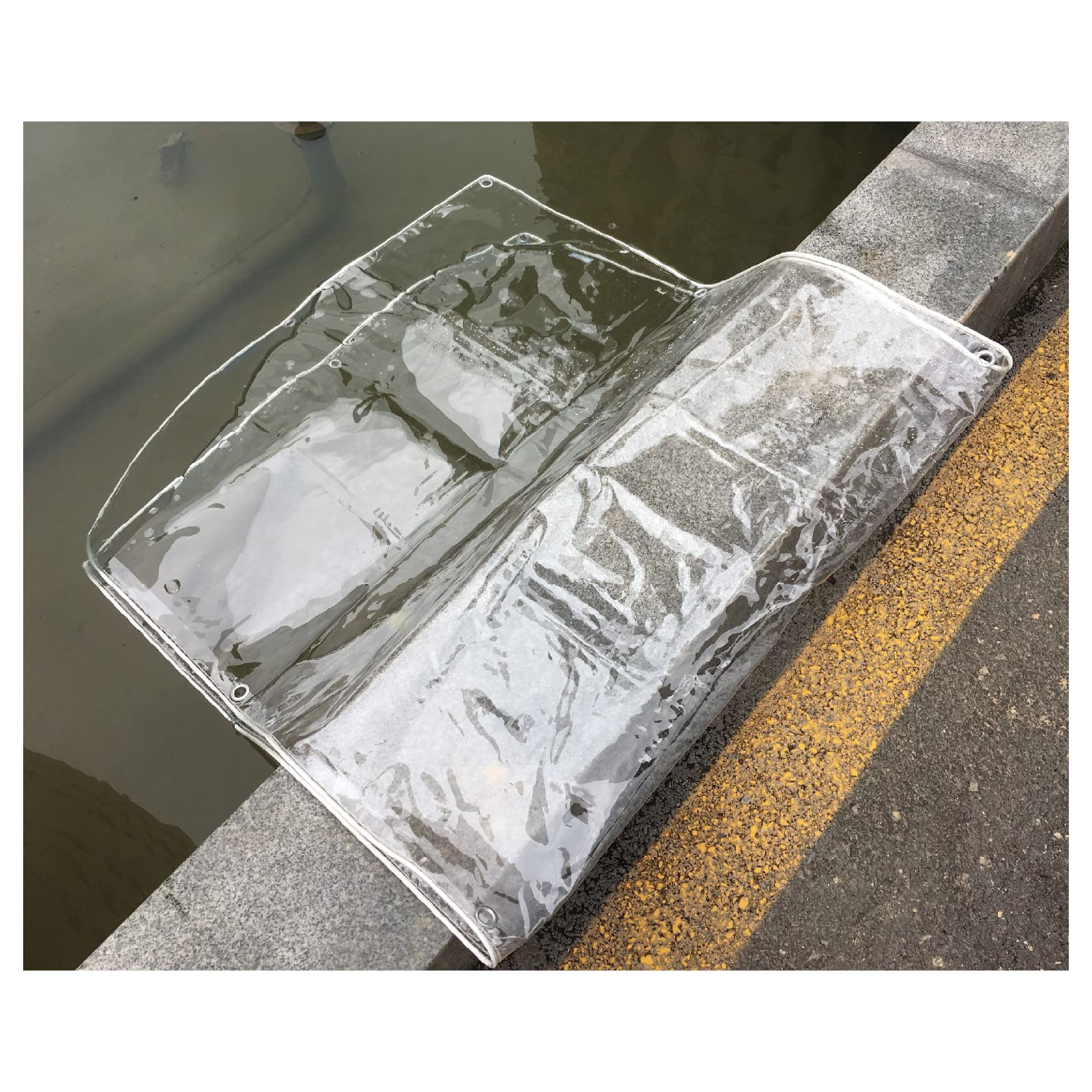 LIJINBO Bache De Protection,Tarpauline Étanche Extérieure, Rideaux De Plastique PE Résistants Aux Intempéries Transparents Résistants Aux Yeux Avec Des Œillets Pour Les Installations De Solarium (400g