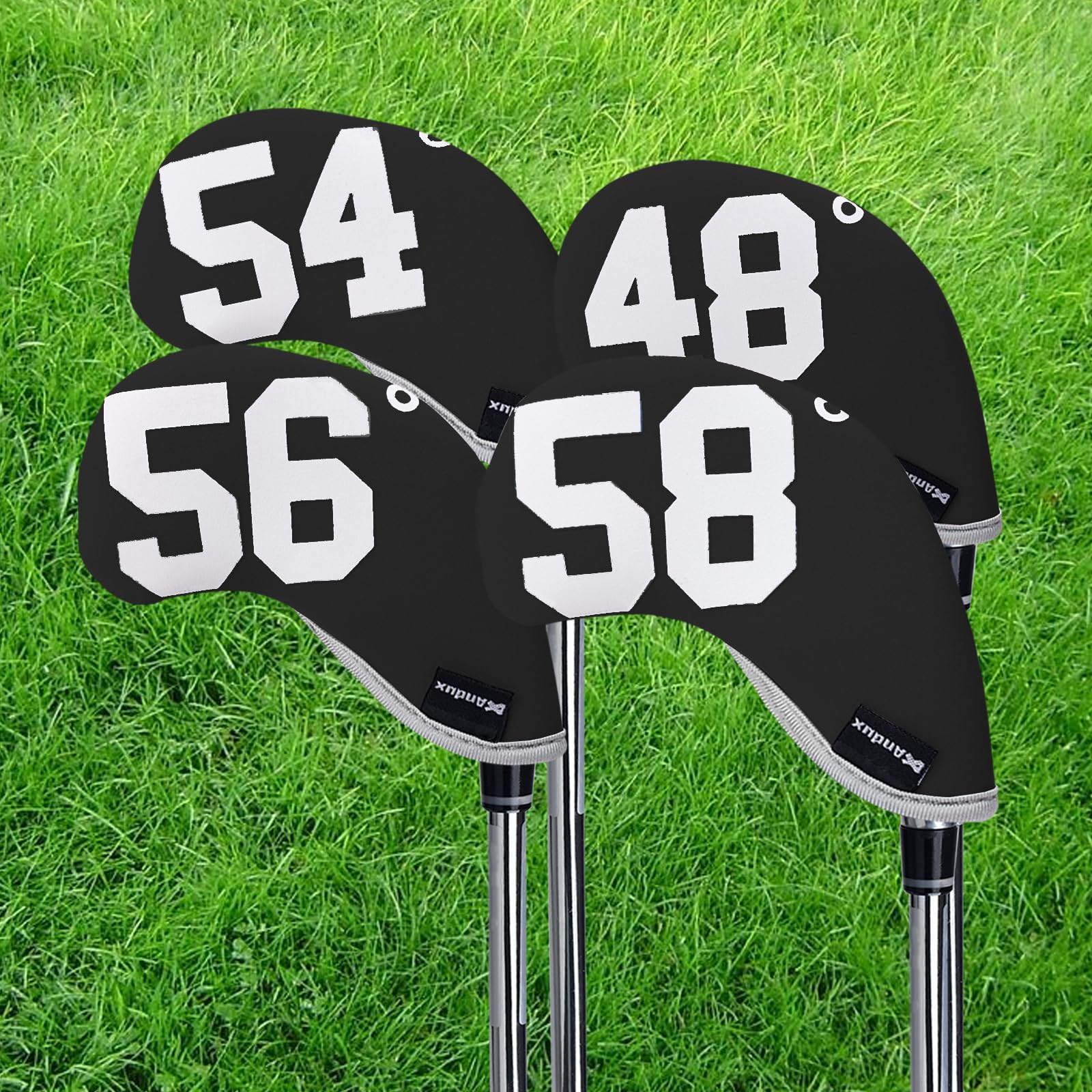 Andux 7 Teile/Satz Golf Wedge Eisen Schlägerkopfhauben mit Grad NR. beidseitig MT/W10
