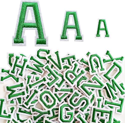 Miniatura 44 de Parches de letras para planchar de 1.3 pulgadas, 78 piezas, parches bordados del alfabeto A-Z para ropa, chaquetas, sombreros, mochilas, jeans
