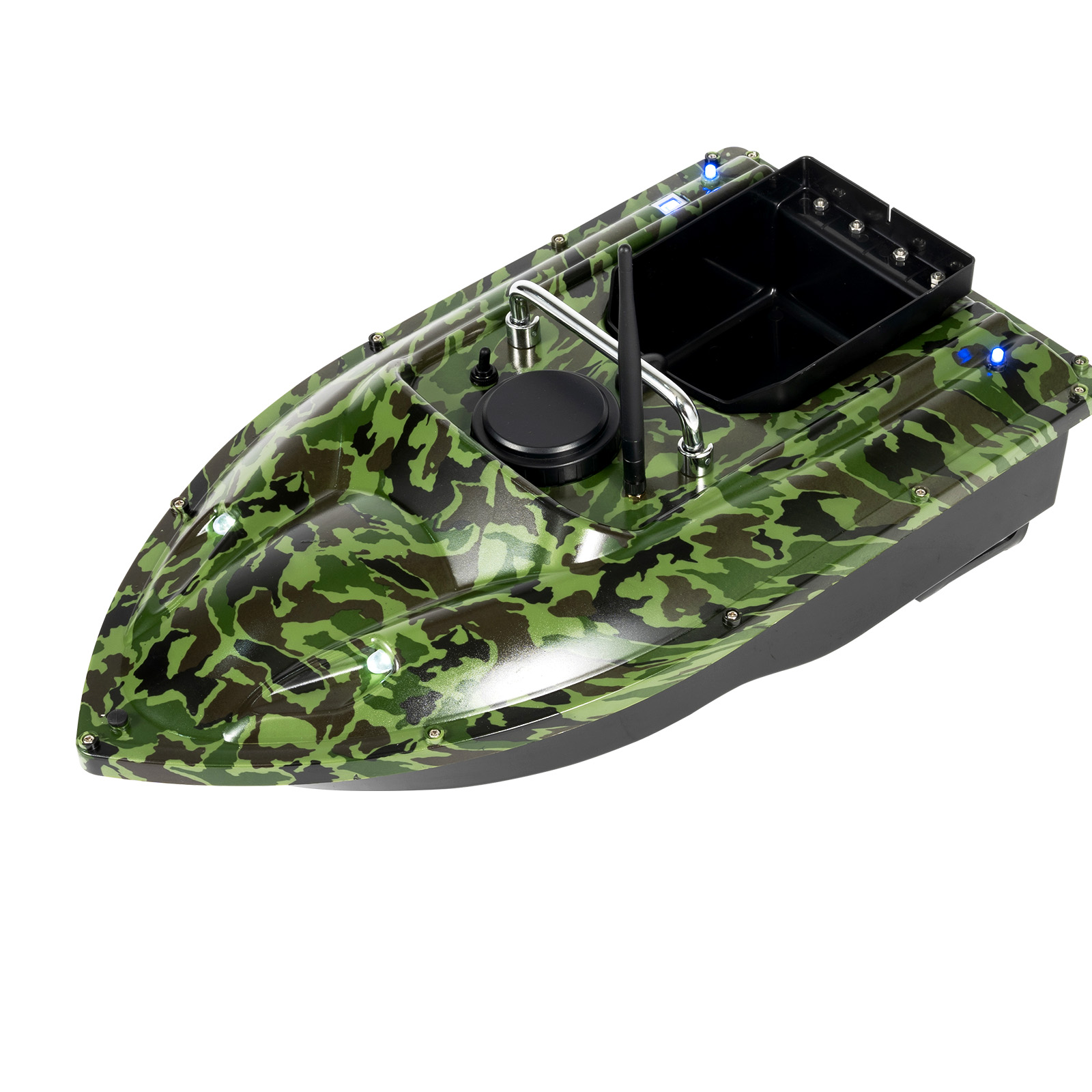 TaNeHaKi Bateau Appât Télécommandé 500 M – Pêche Bateau Avec Deux Bacs à Appâts – Autonomie 2-24h – Batterie 5200 MAh – Vitesse 5.4 Km/h – ABS