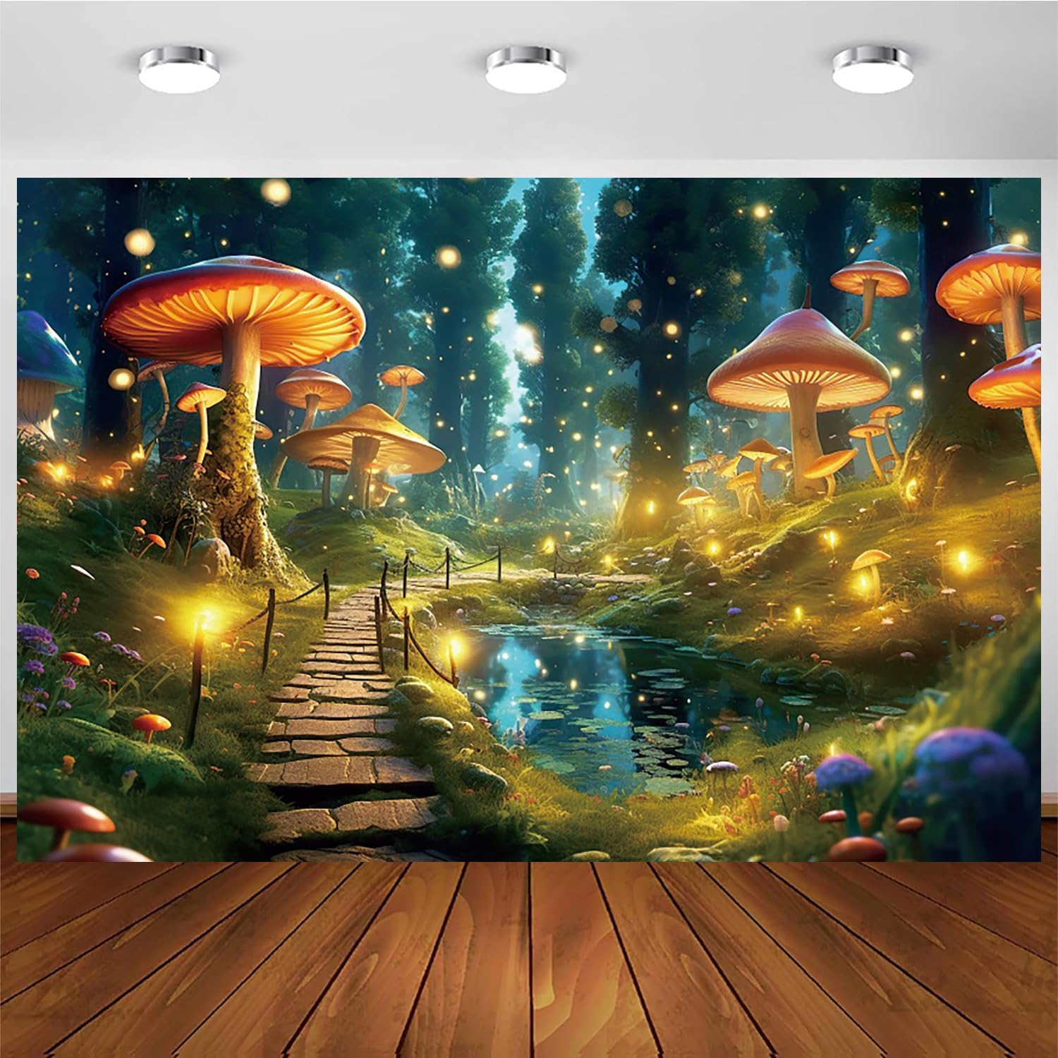 Hnmdmyi 8x6FT Enchanted Forest Backdrop Fantasty Wonderland Mushroom