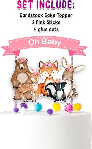 Miniatura 3 de Decoración para pastel de baby shower de animales del bosque para niñas, temática de animales del bosque, suministros para fiestas