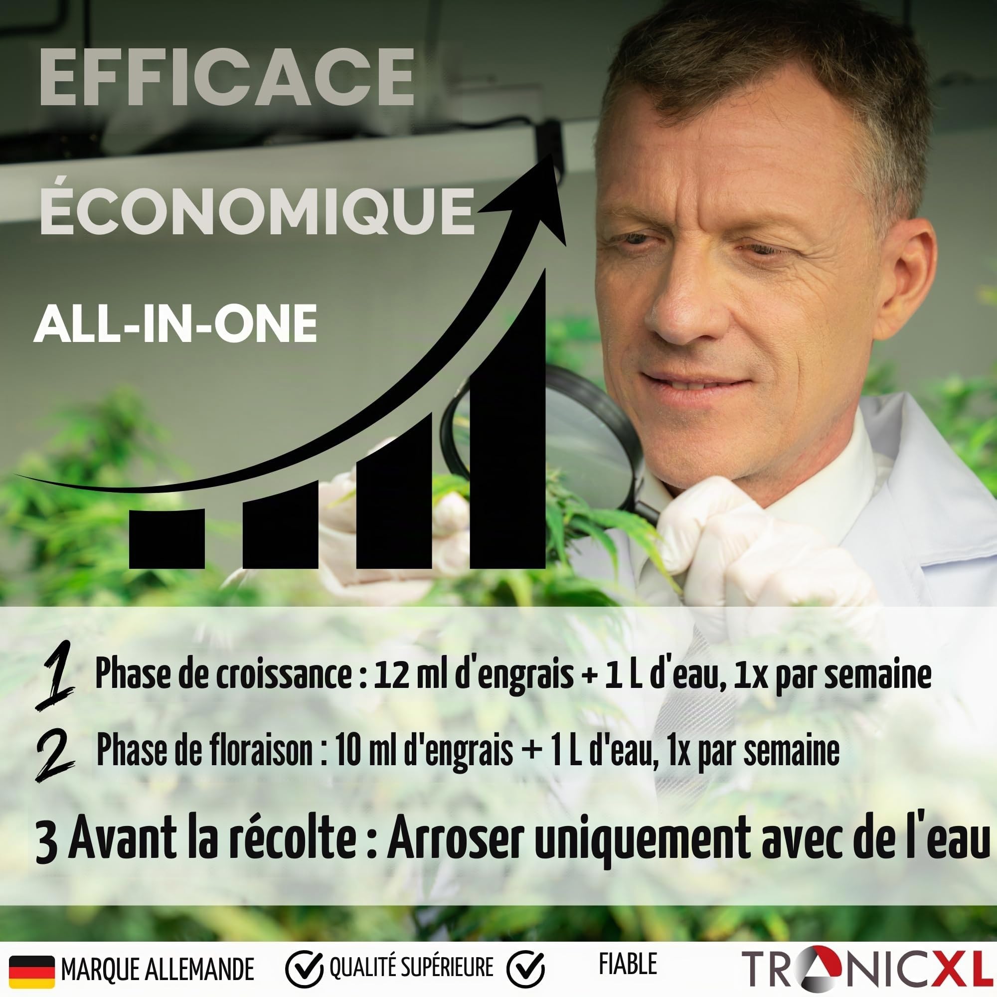TronicXL Engrais de qualité supérieure - 5 l - Tout en un - Pour intérieur et extérieur - Phase de croissance et floraison - Compatible Growbox Grower - 5L - Kit de démarrage