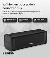 DOCKIN D FINE+ 2 Bluetooth Hangszóró, 50W, IPX5 Vízálló, 16 Órás Üzemidő, Powerbank Funkcióval, 3 DSP Hangszínszabályzóval, Fekete 3