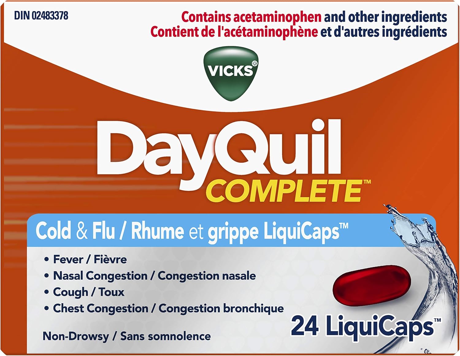 Vicks DayQuil Complete Cold and Flu Medicine, Cough Suppressant, Nasal