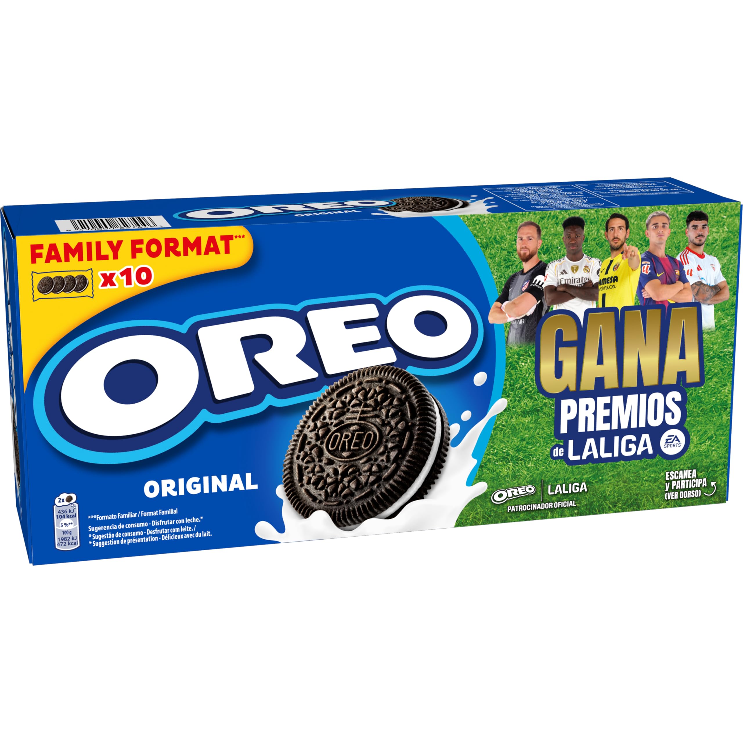 Oreo Galletas de Chocolate Rellenas con Crema Sabor Vainilla, La Galleta Original, Paquete de 440 g