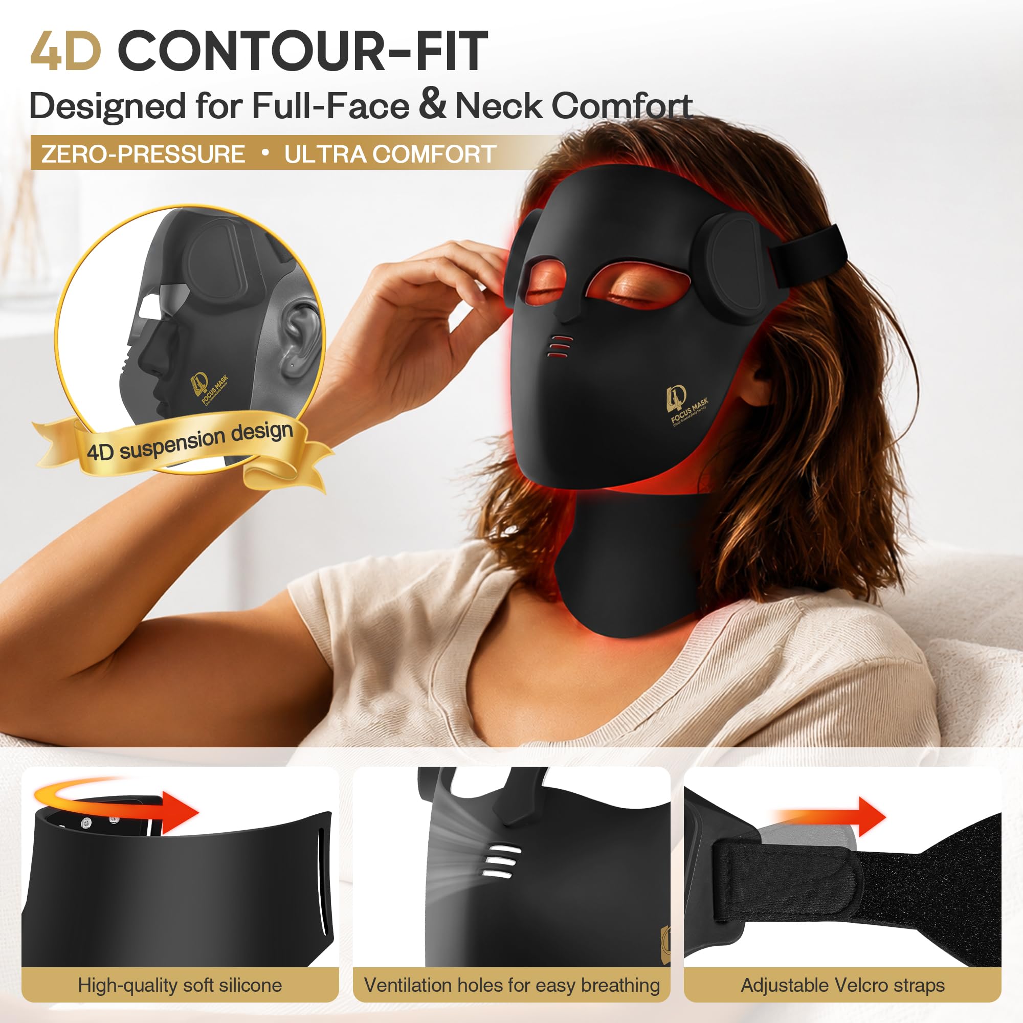 4D Contour-Fit LED Light Therapy Mask for Face & Neck, Red Light Therapy Mask with 7 Colors & NIR Light view 4