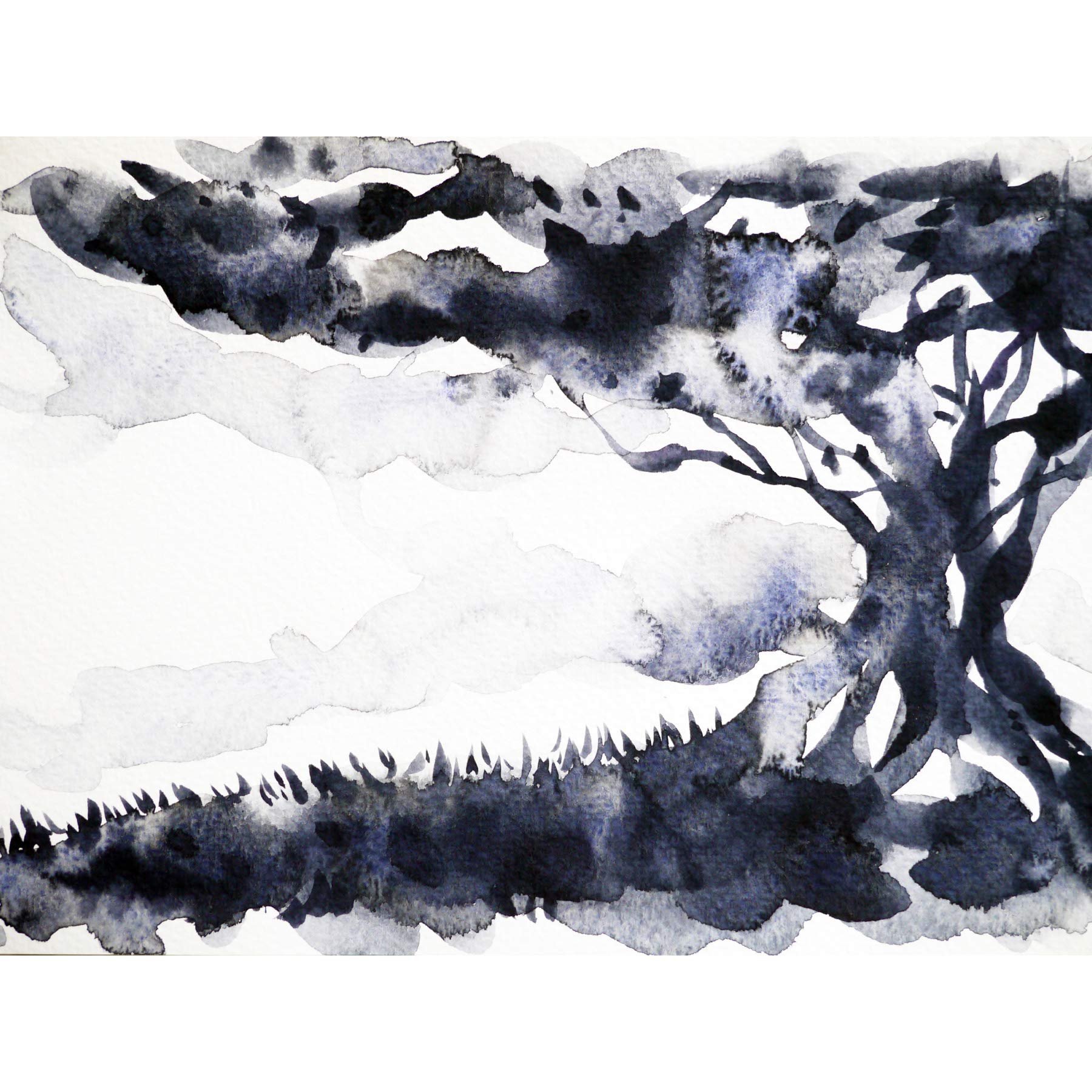 Wee Blue Coo Ink Abstract Tree Art Print Poster Wall Decor