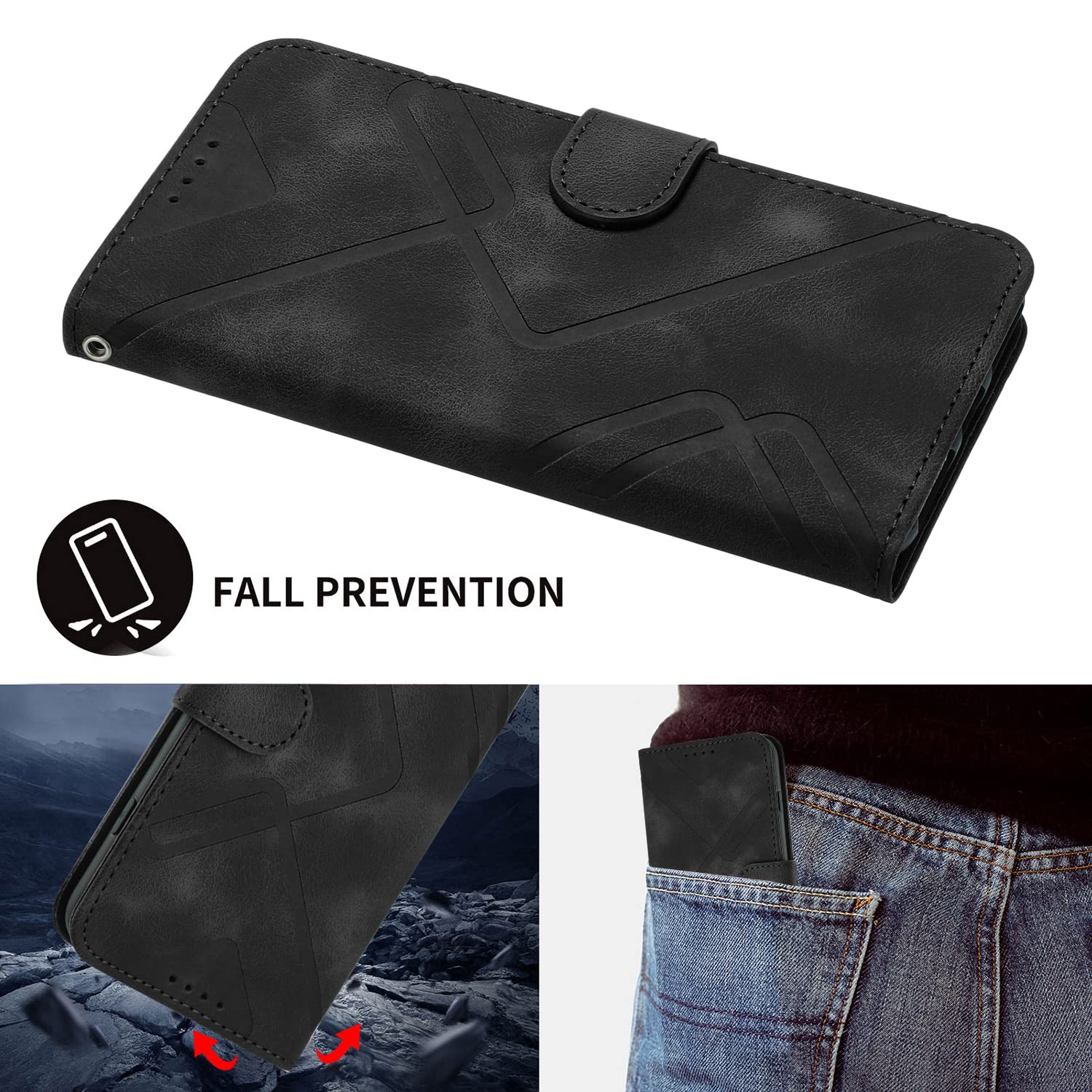 QUIETIP Coque Compatible Avec Motorola Moto G55 Avec Protecteur D'écran, TPU Anneau Magnétique En Polycarbonate Rigide Pour Voiture, Noir