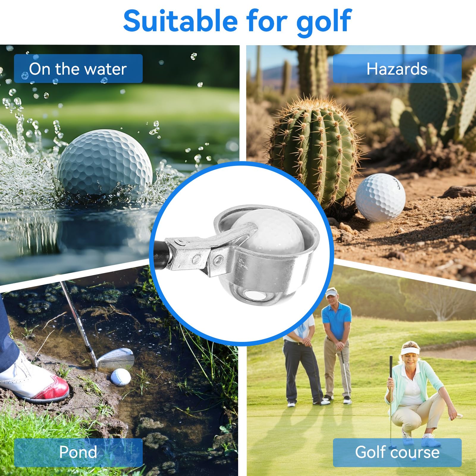 Agatige Retriever per Palline da Golf, Recuperatore per Palline da Golf in Lega di Alluminio Telescopico per Strumento Ventosa per Raccogliere Palline da Golf