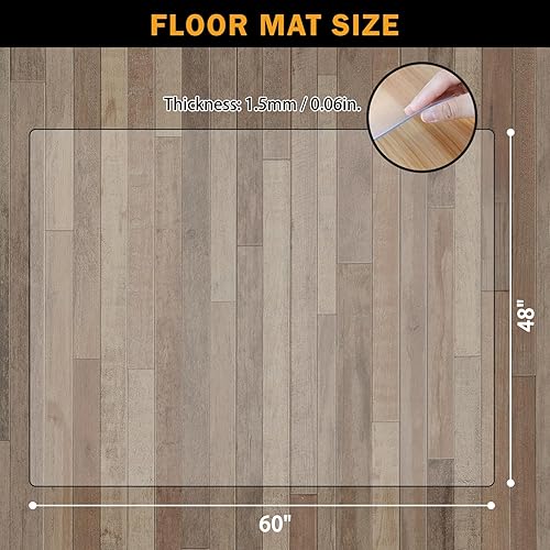 Miniatura 49 de Tapete para silla de suelo duro, 55 x 36 pulgadas, tapete para silla de oficina para superficie dura, alfombra de área para sala de estar, alfombra