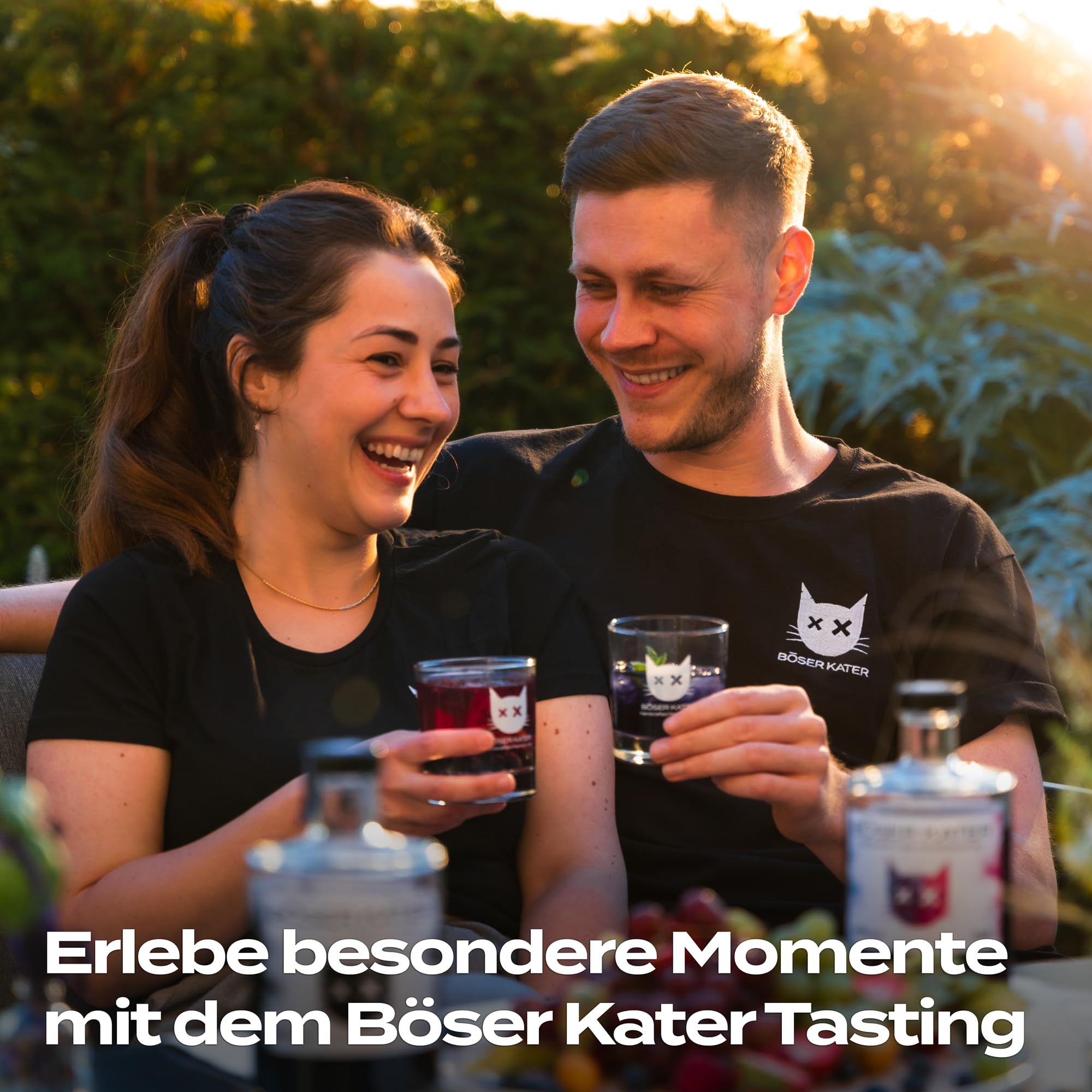 BÖSER KATER Farbwechsel Gin Tasting-Set | Hochwertige Geschenkbox | Perfekte Geschenkidee | 3 Sorten Farbwechsel Gin + 2 Dosen Fever Tree Tonic Water | für bis zu 5 Personen | 300 ml 40% Vol.