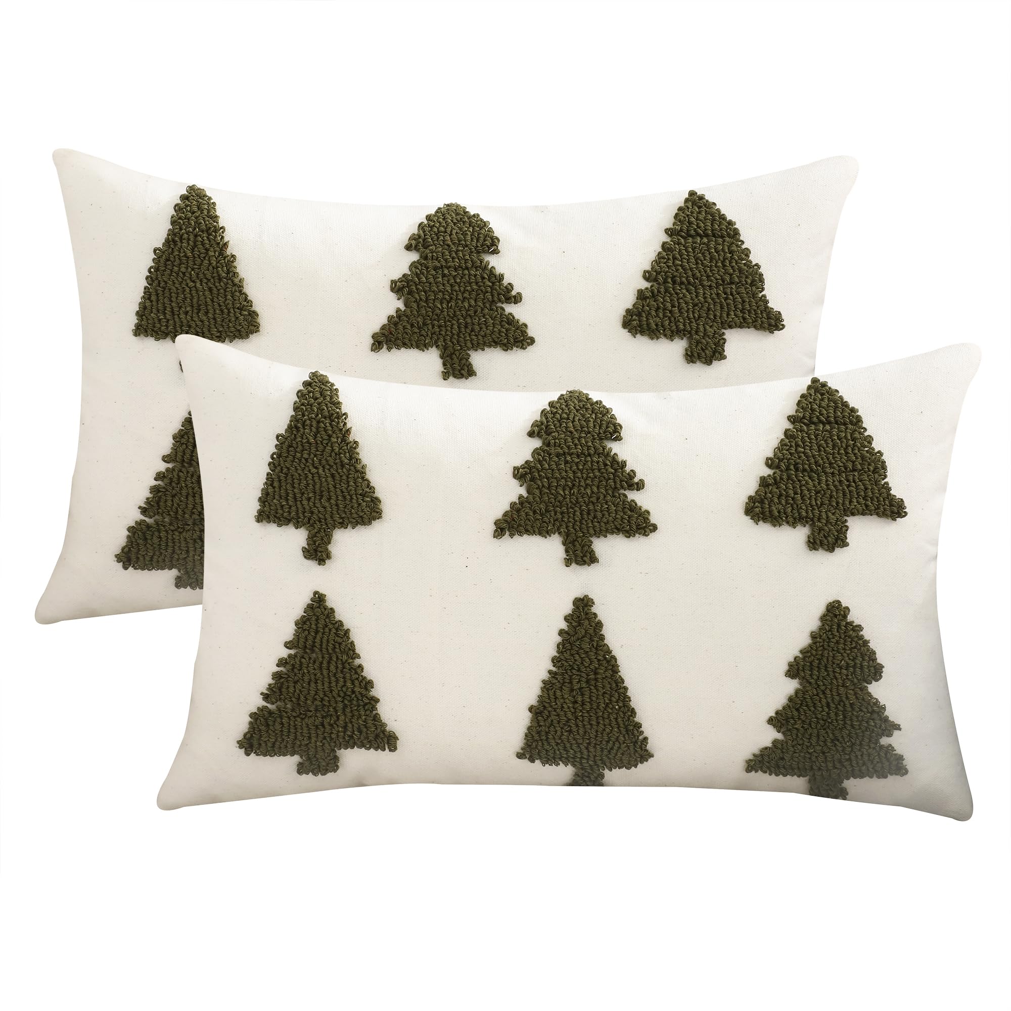 Tosleo Christmas Embroidered Pillow Covers 12 x 20 Inch Set of 2