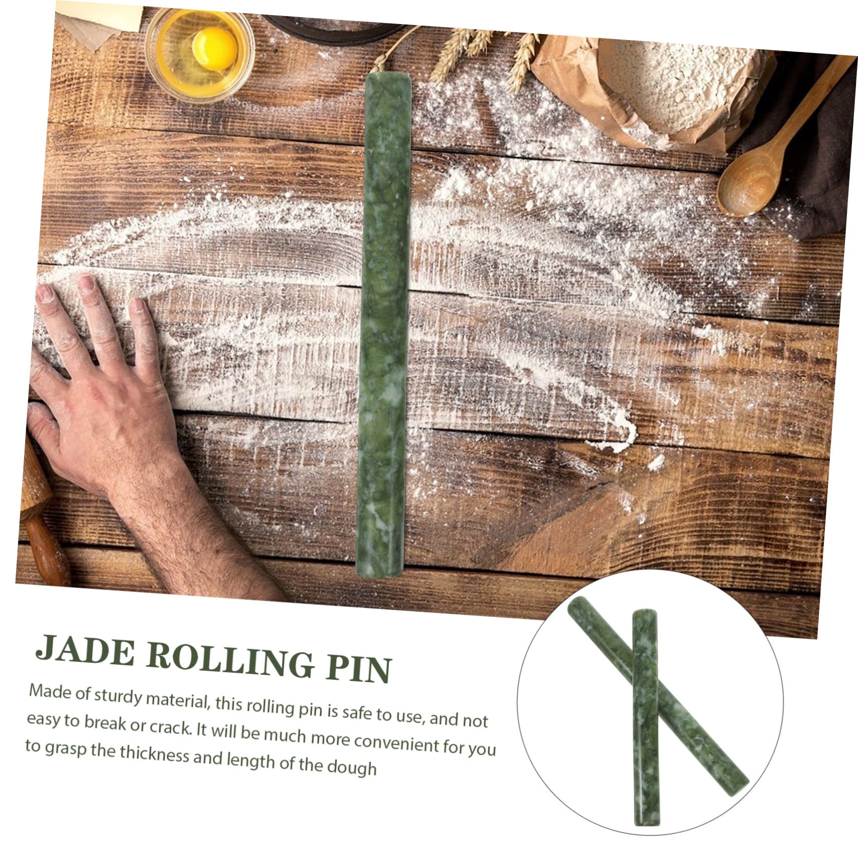 2 Stück Ergonomisches Jade Nudelholz mit Antihaftbeschichtung Komfortabler Griff für Teig und Knödelteig Grün Backzubehör für Küchen