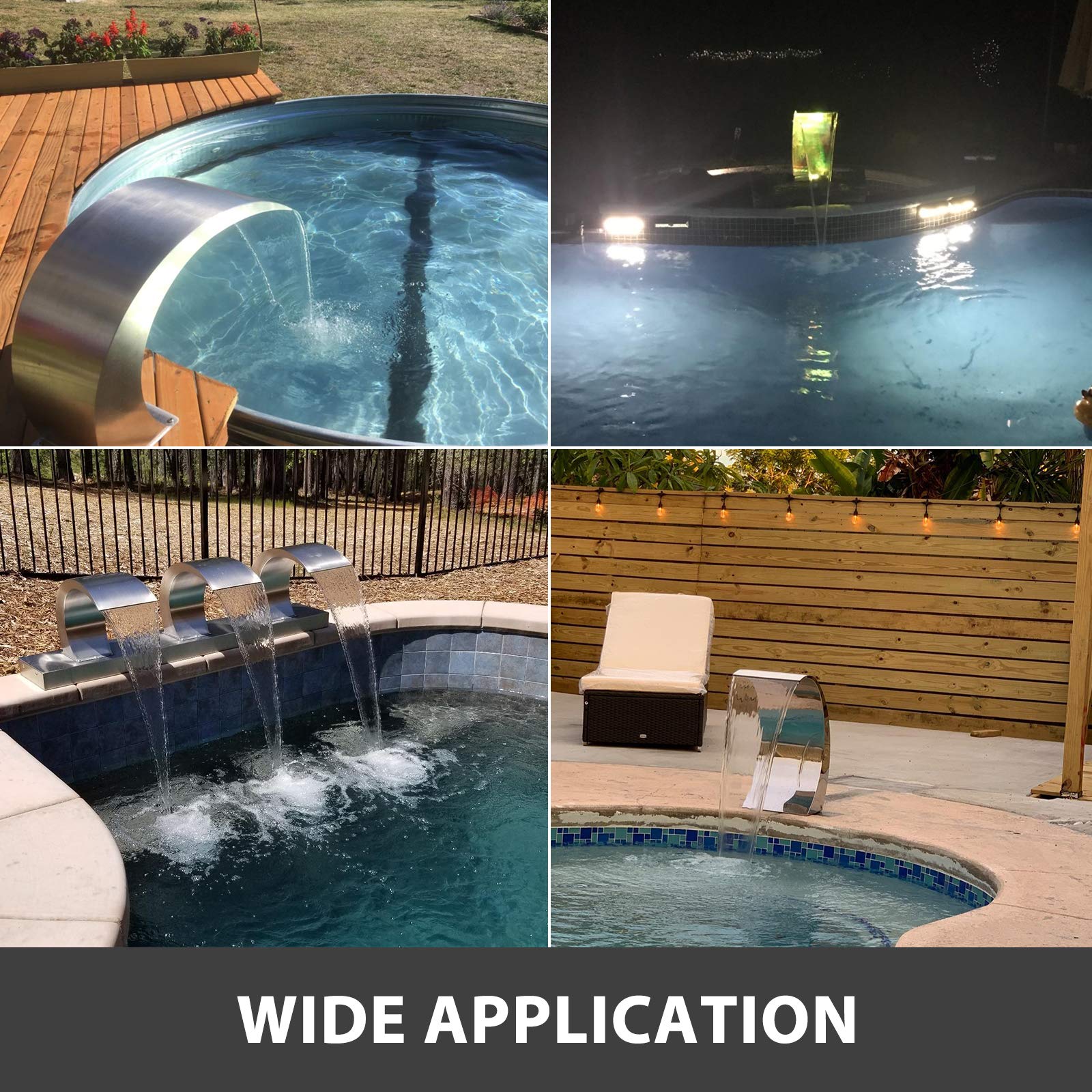 VEVOR Pool Waterfall Fountain Stainless Steel Fountain 15.4" x 7.9" x 1