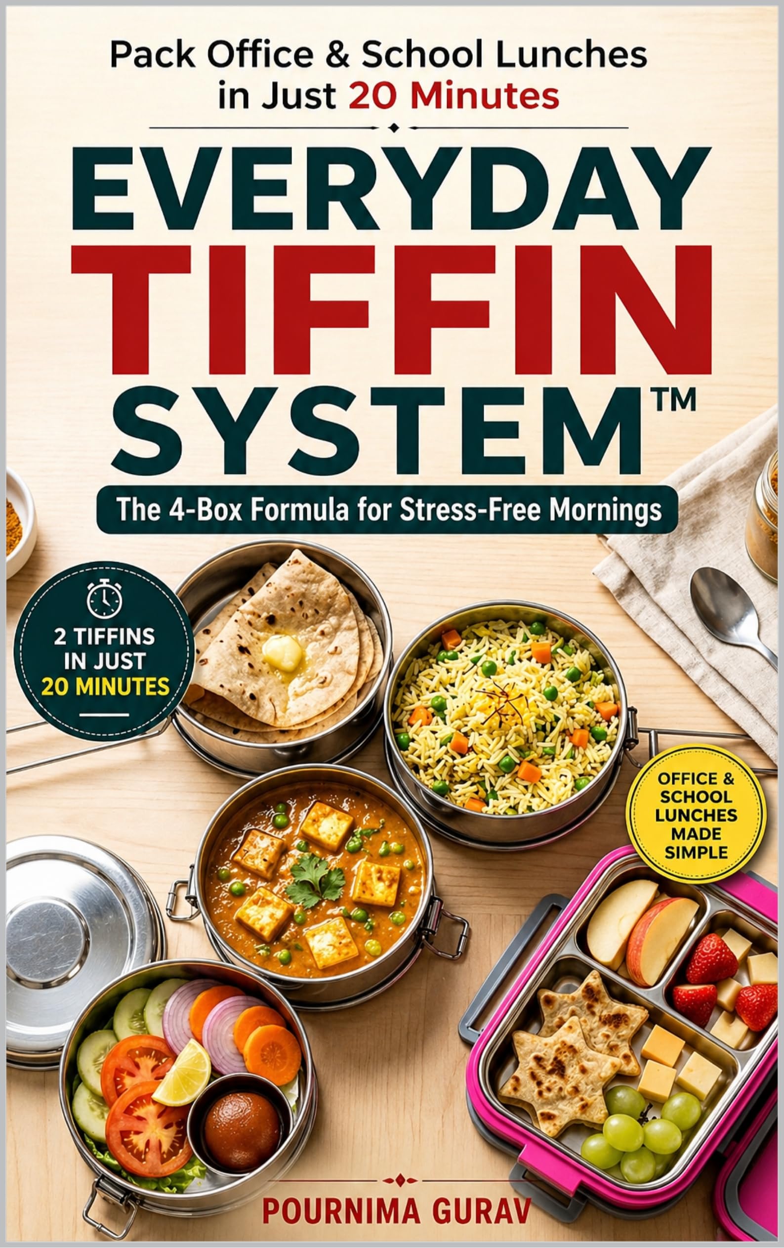 EVERYDAY TIFFIN SYSTEM™: A 4-Box Formula for stress free morning Pack office and school lunches in just 20 Minutes (English Edition)