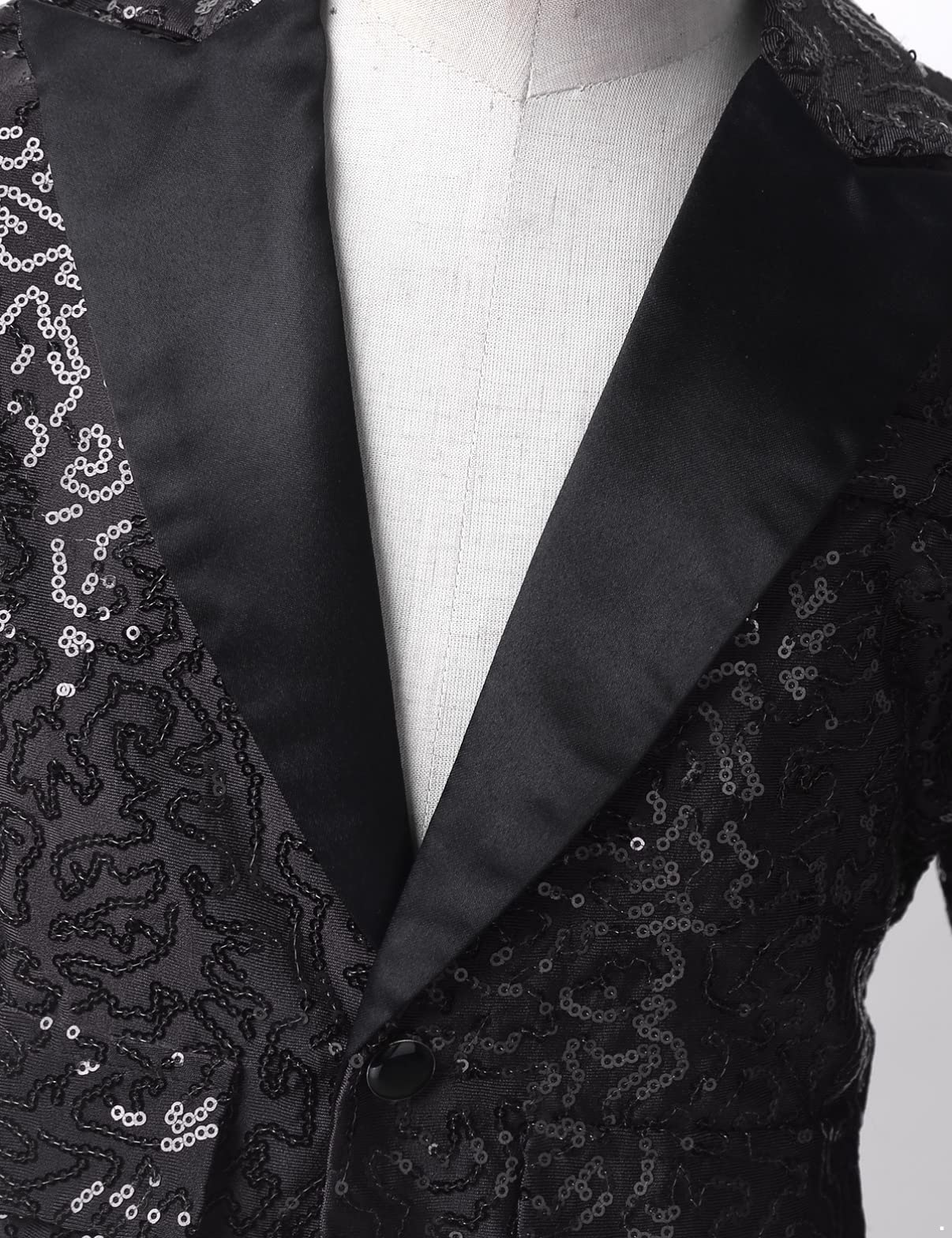 dPois Chaqueta Brillante de Lentejuelas para Niños Chinos Blazer con Un Botón Esmoquin De Lentejuelas Traje Abrigos Manga Larga Delgado Chaqueta para Fiesta Boda