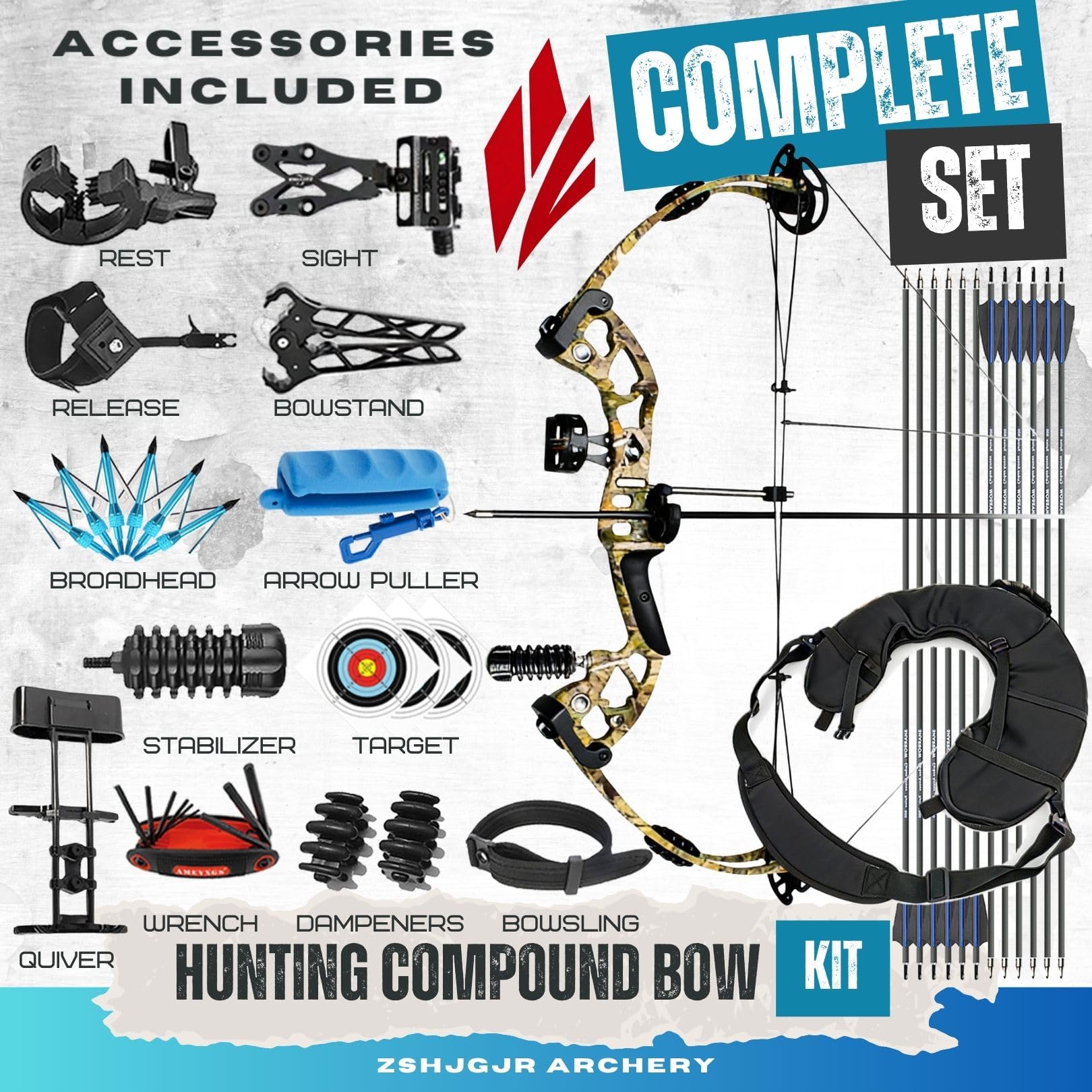 Kit Arco Compound per Adulti Principianti 30-60 libbre Tiro con l'arco Kit Archi Arco compound con Accessori frecce Arco compound da caccia Professionale Competizioni Compound bow