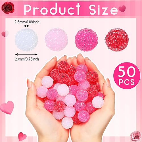 Miniatura 2 de Huquary 50 cuentas de diamantes de imitación para el día de San Valentín de 0.78 pulgadas (0.787 in), cuentas redondas de bola de disco de colores