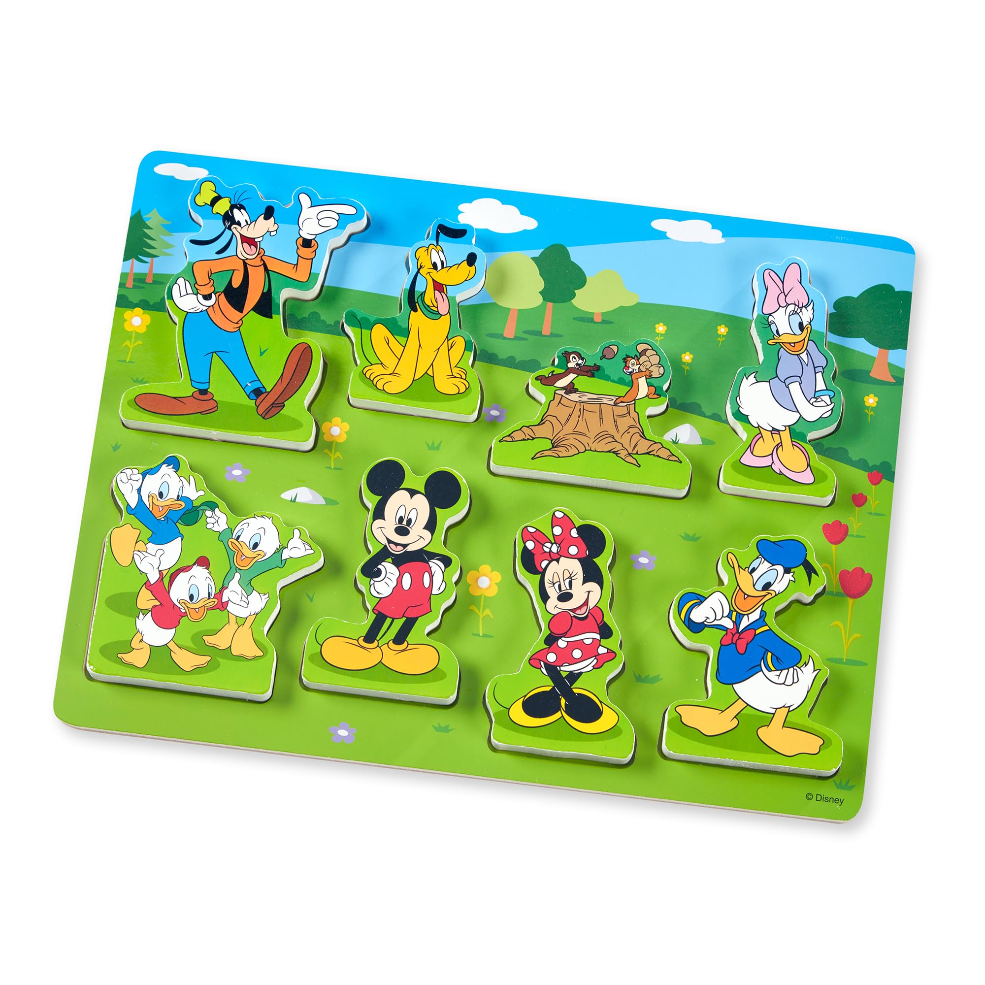 Disney Mickey Mouse Wooden Chunky Puzzle – 8-Piece Disney Character Puzzle for Toddlers and Kids Ages 2+