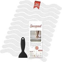 Secopad 24 Stück Anti-Rutsch Aufkleber für Badewanne & Dusche, Anti Rutsch Badewanne Sticker mit Kunststoff Schaber, Antirutsch Streifen, Selbstklebend, Transparent