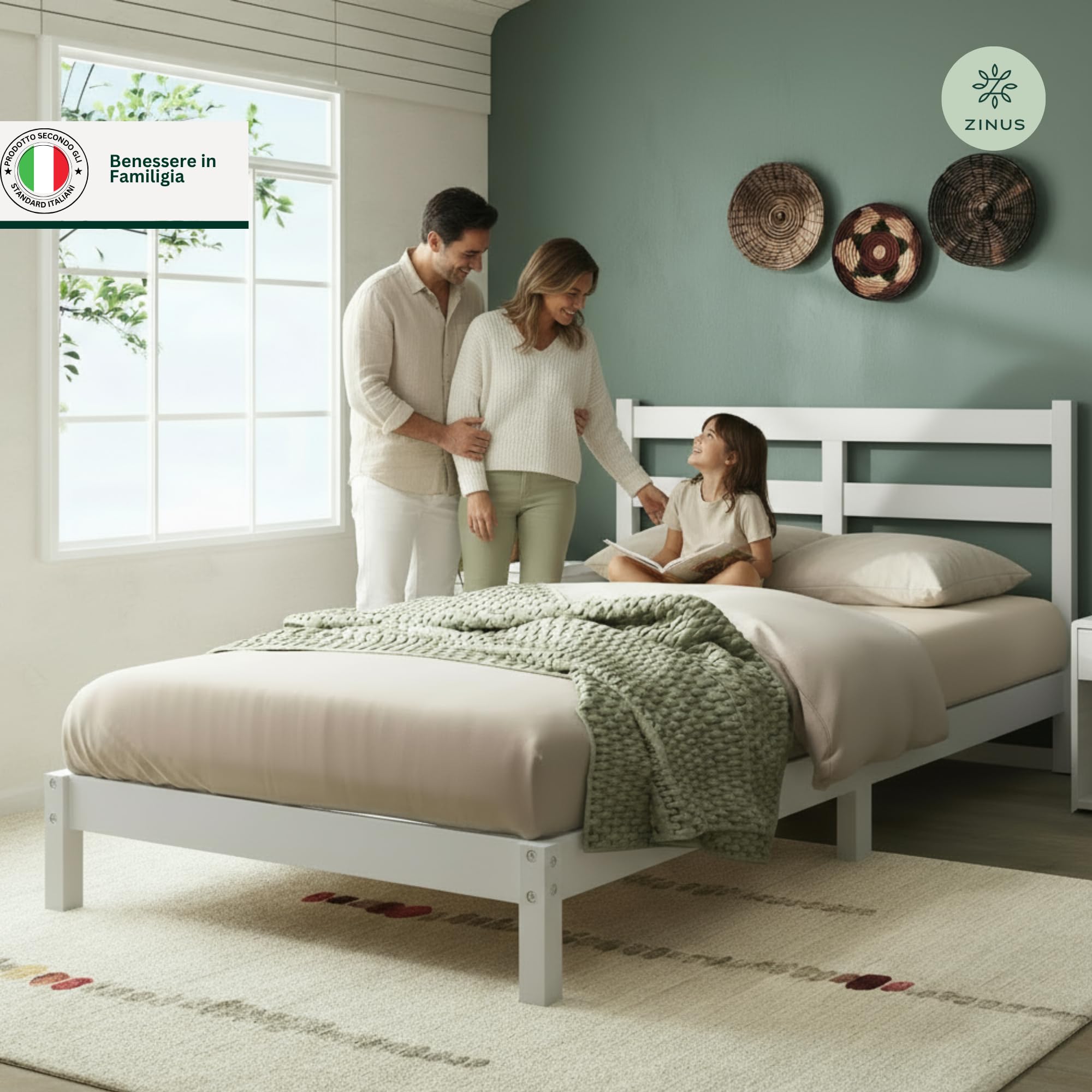 Zinus Robin Bamboe Bedframe | 160 x 200 cm | 20 cm Hoog | Houten Lattenstandaard | Eenvoudig te monteren | Wit