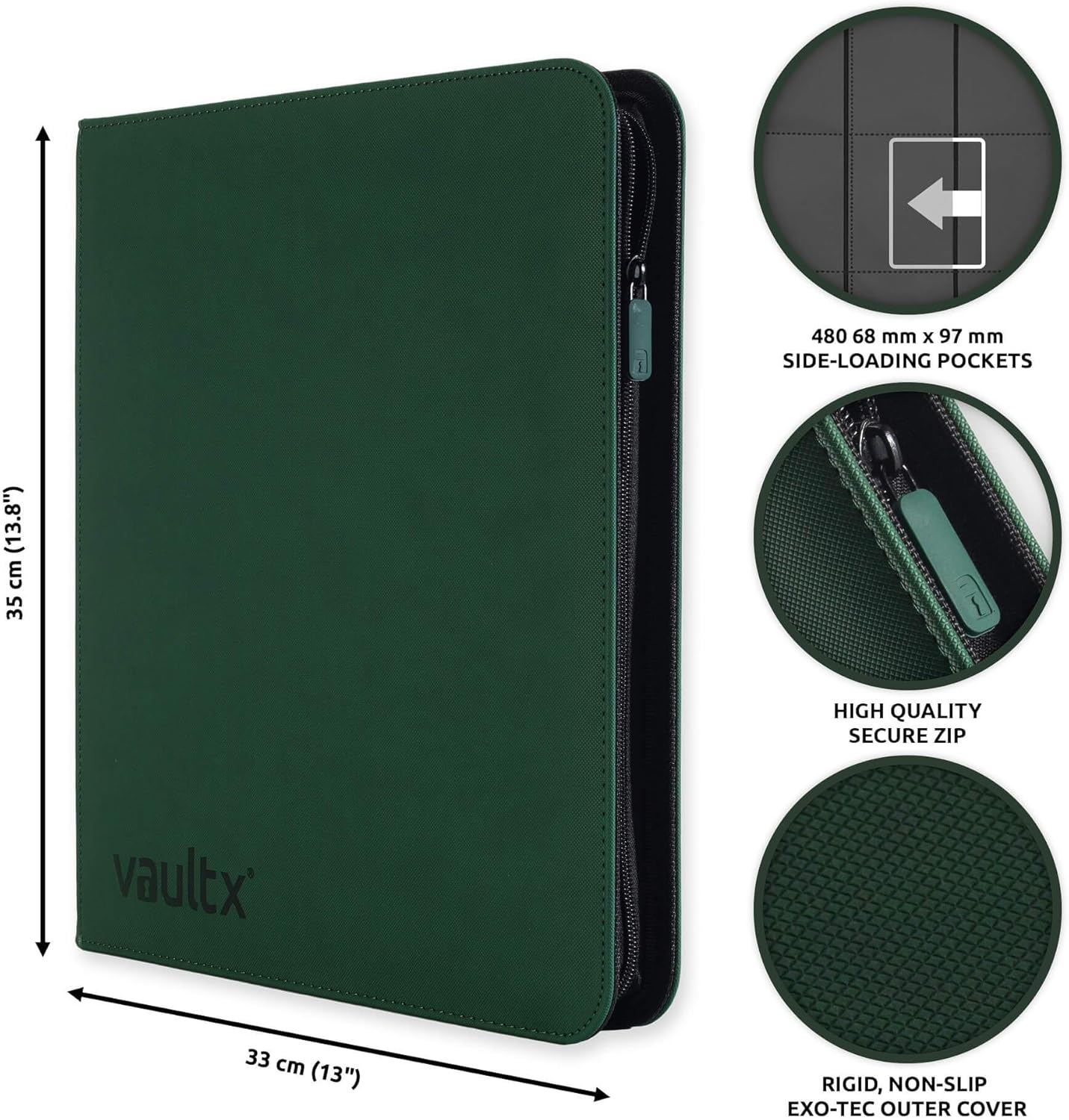 Vault X Premium eXo-Tec Zip Binder - 12 Pocket Trading Card Album Folder - 480 Side Loading Pocket Binder for TCG : Toys & Games